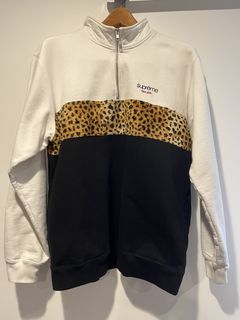 Supreme Leopard Panel Half Zip Sweatshirt | Grailed