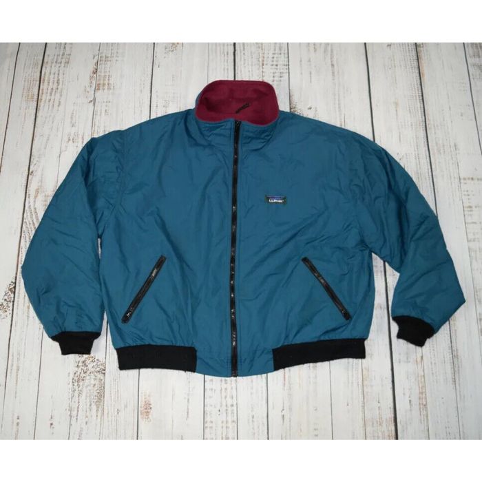 Vintage VINTAGE 90S LL BEAN WARM-UP JACKET TEAL MAROON LINER FLEECE ...