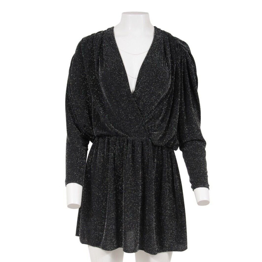 Balenciaga Black Silver Sequin Crystal Wrap Mini Dress Size XS / US 0-2 / IT 36-38 - 13 Thumbnail