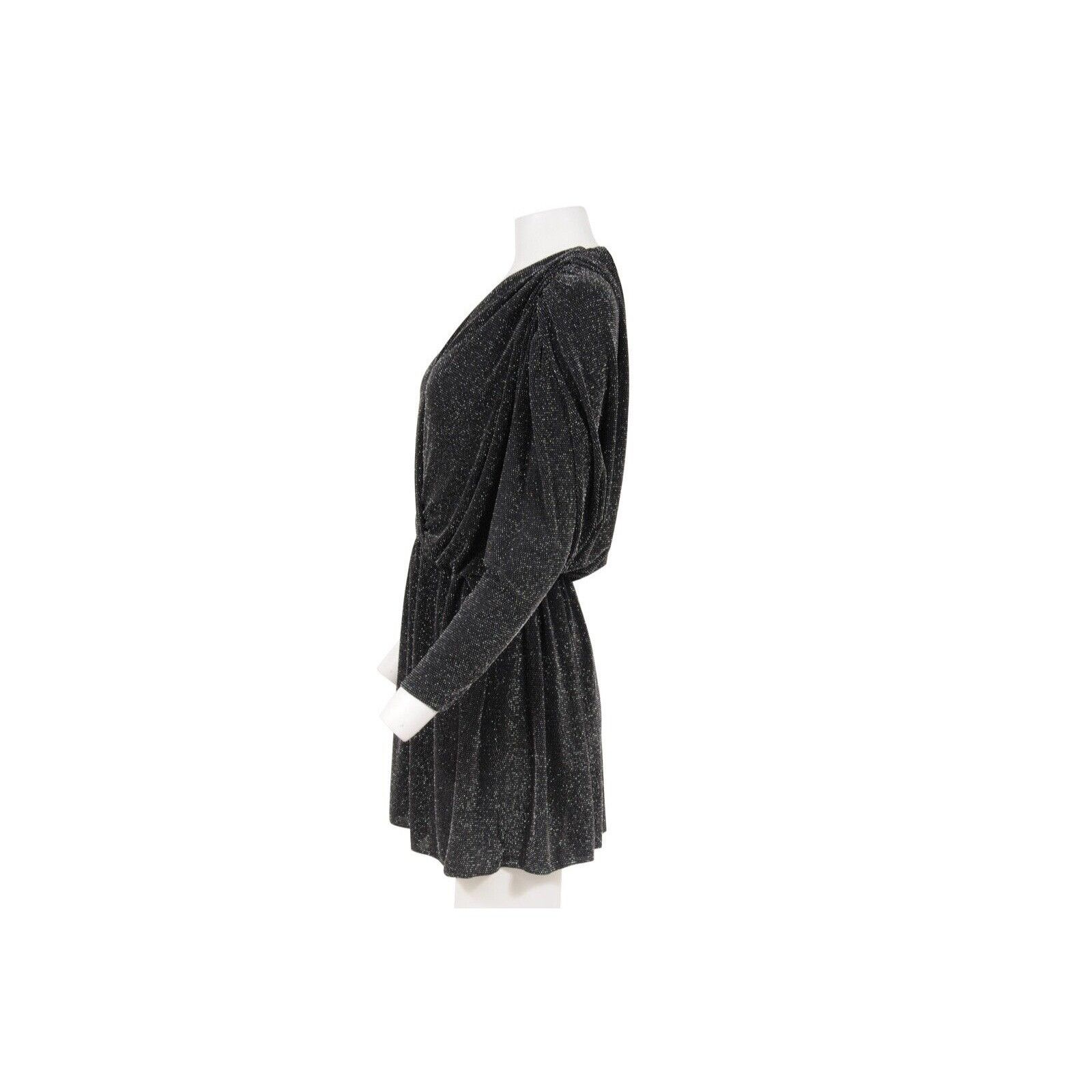 Balenciaga Black Silver Sequin Crystal Wrap Mini Dress Size XS / US 0-2 / IT 36-38 - 7 Thumbnail