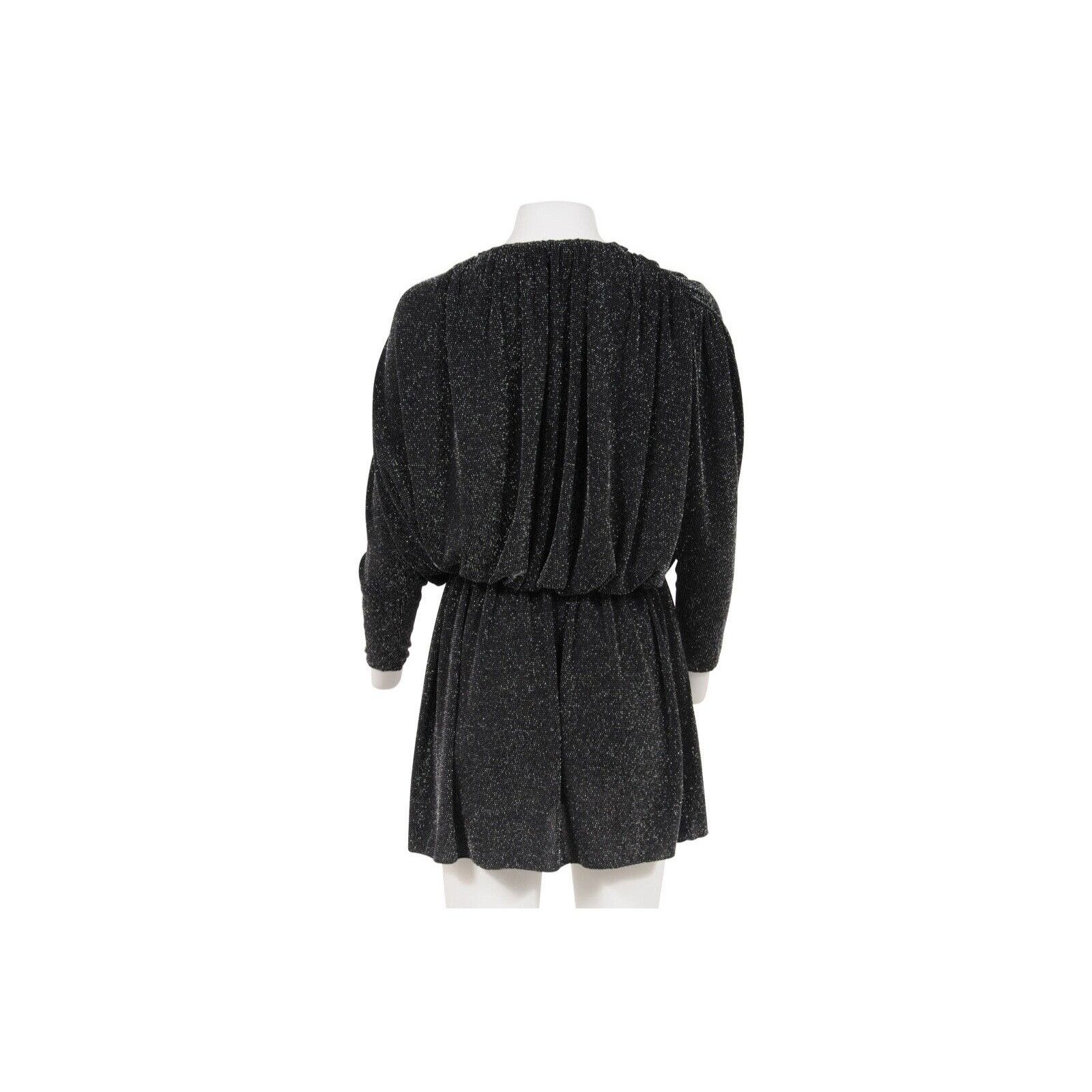 Balenciaga Black Silver Sequin Crystal Wrap Mini Dress Size XS / US 0-2 / IT 36-38 - 6 Thumbnail