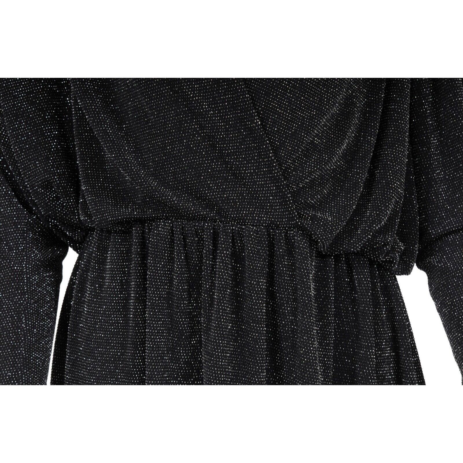 Balenciaga Black Silver Sequin Crystal Wrap Mini Dress Size XS / US 0-2 / IT 36-38 - 3 Thumbnail