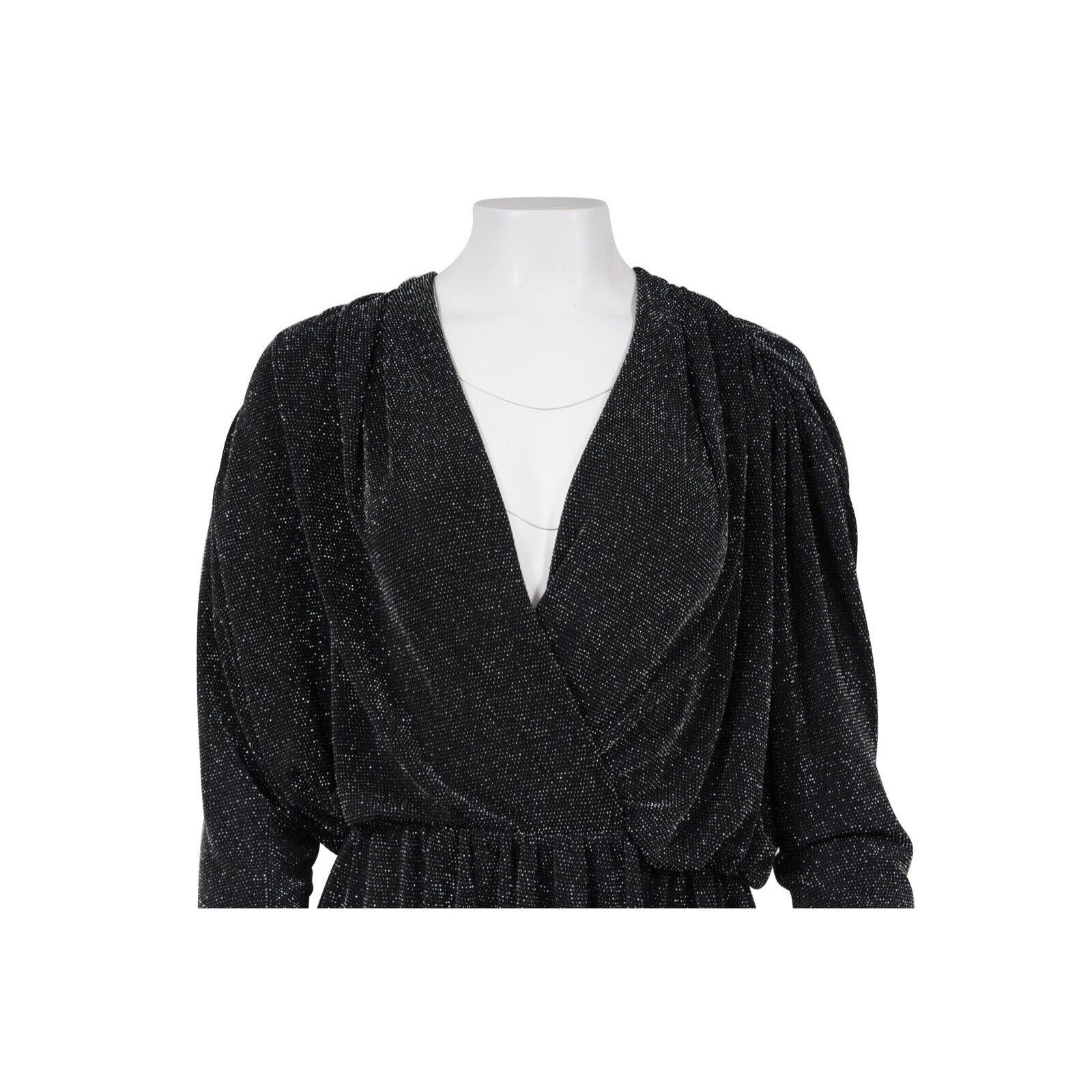 Balenciaga Black Silver Sequin Crystal Wrap Mini Dress Size XS / US 0-2 / IT 36-38 - 2 Thumbnail