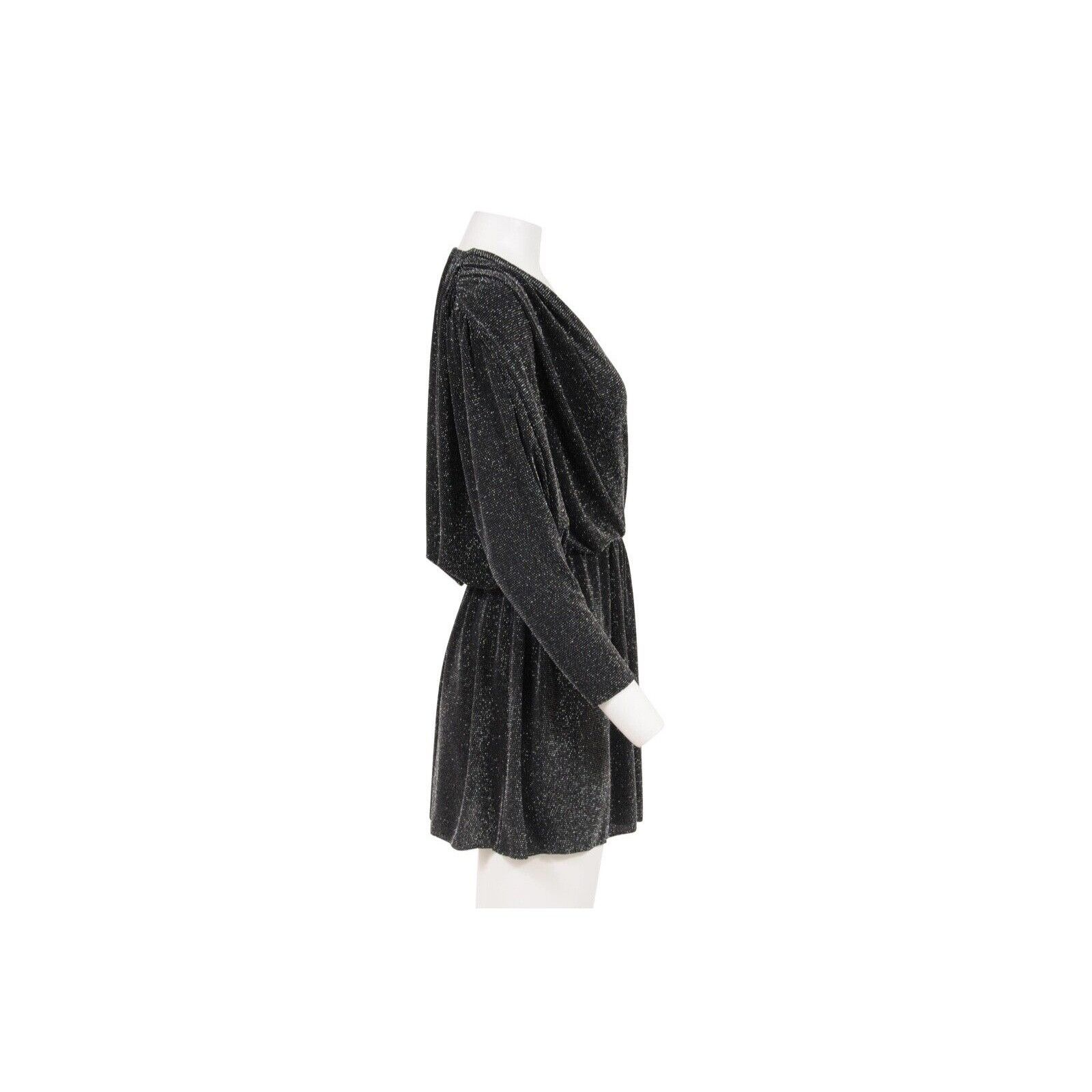 Balenciaga Black Silver Sequin Crystal Wrap Mini Dress Size XS / US 0-2 / IT 36-38 - 5 Thumbnail