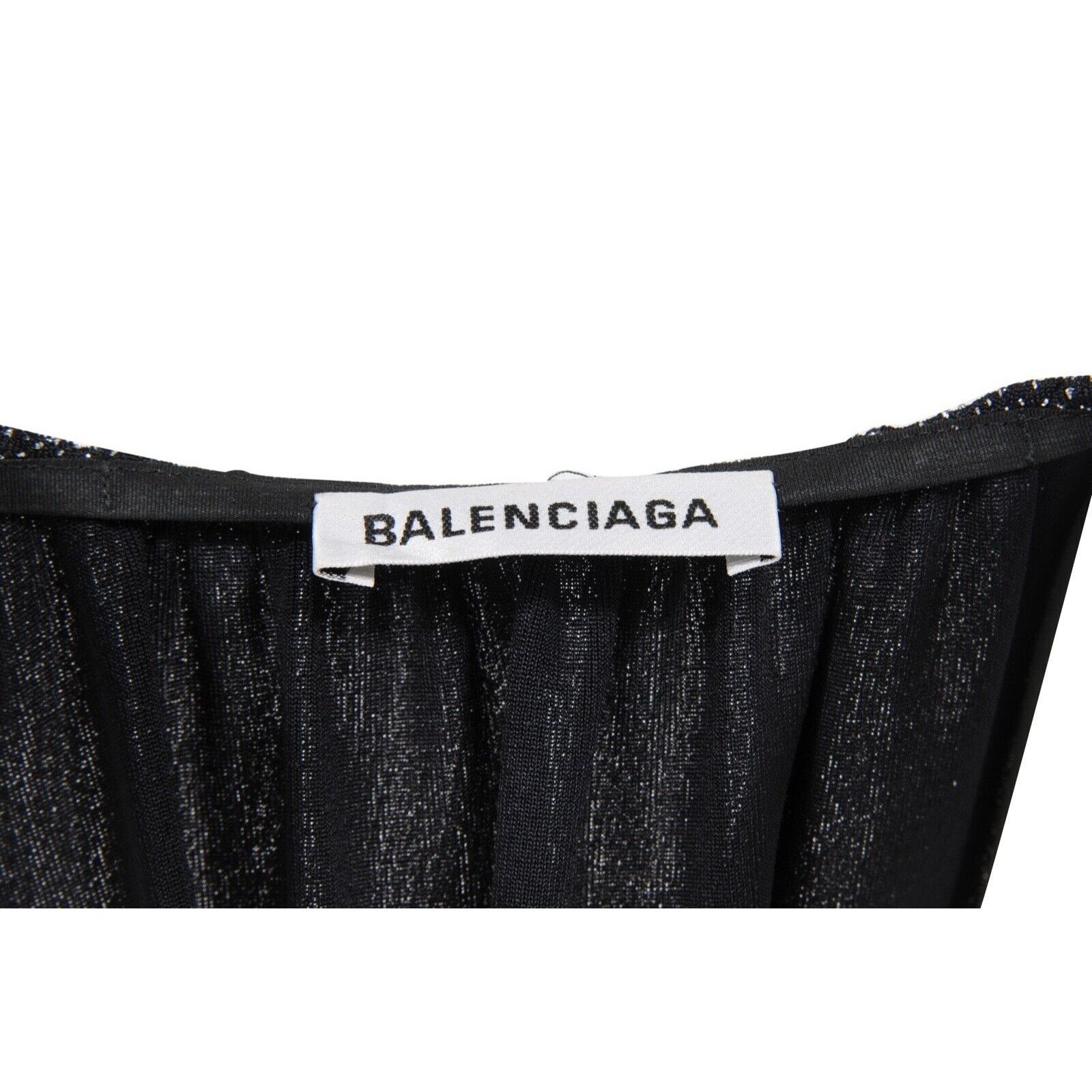 Balenciaga Black Silver Sequin Crystal Wrap Mini Dress Size XS / US 0-2 / IT 36-38 - 8 Thumbnail