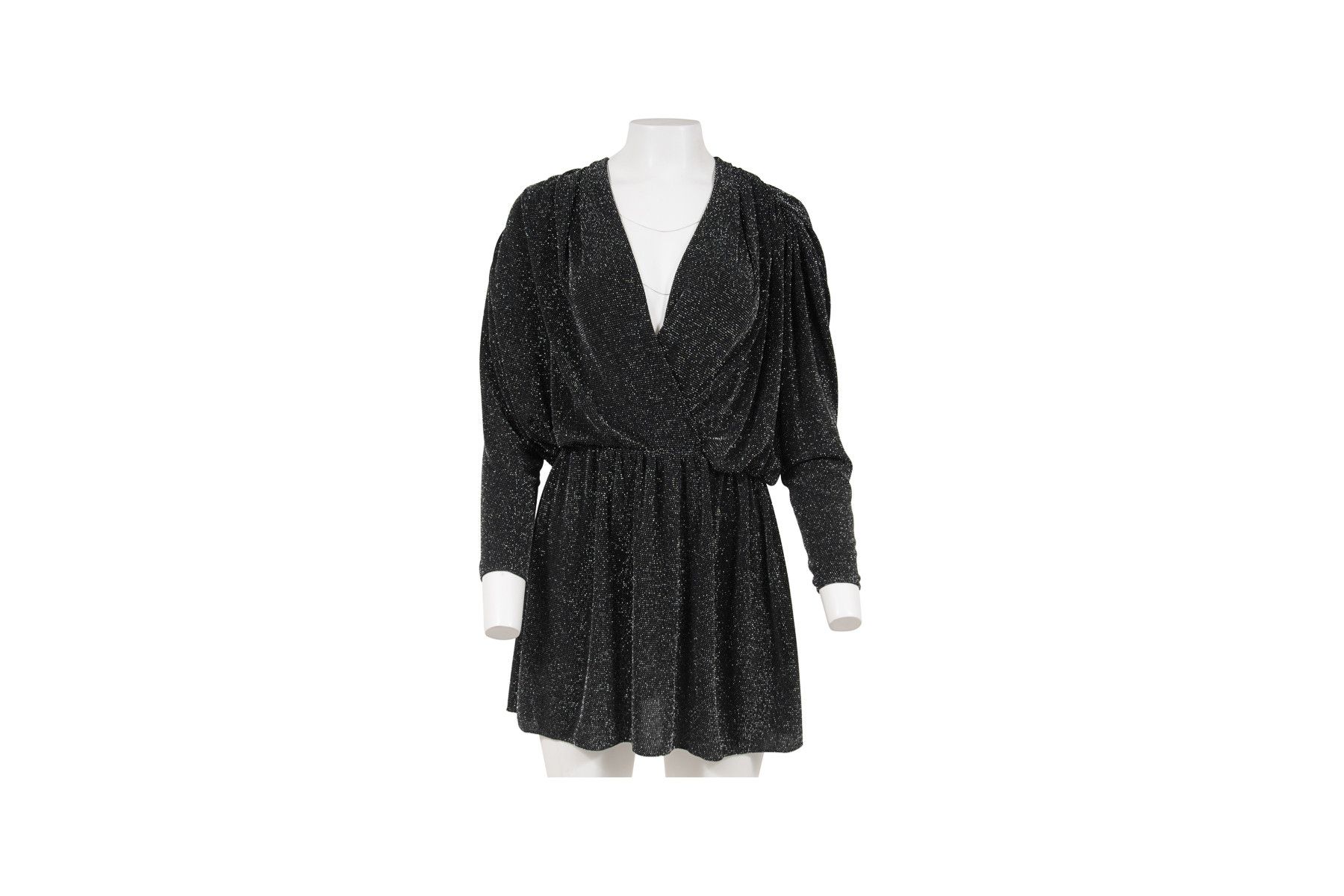 Balenciaga Black Silver Sequin Crystal Wrap Mini Dress Size XS / US 0-2 / IT 36-38 - 1 Thumbnail