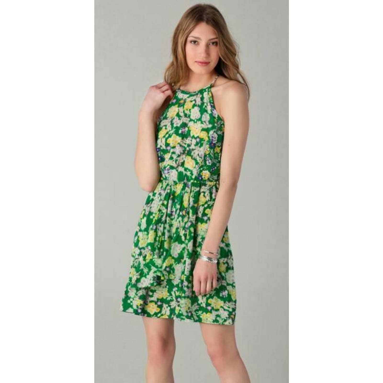 Rebecca Taylor Garden Flower Flutter Green Dress 6