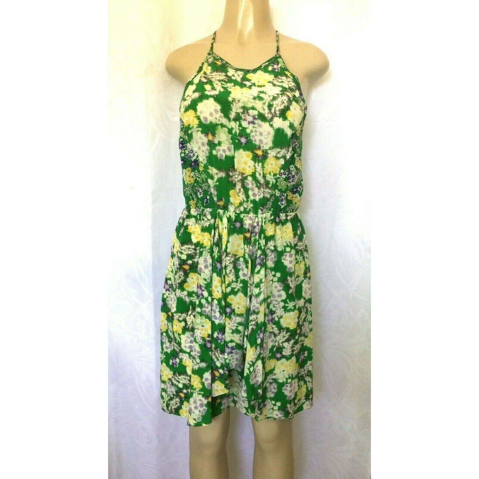 Rebecca Taylor Garden Flower Flutter Green Dress 6