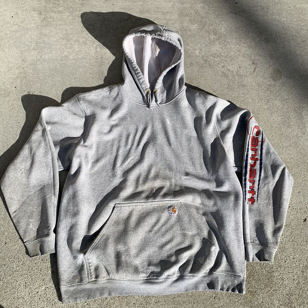 Carhartt × Vintage Vintage Carhartt distressed blank grey hoodie. Size US XL / EU 56 / 4 - 1 Thumbnail