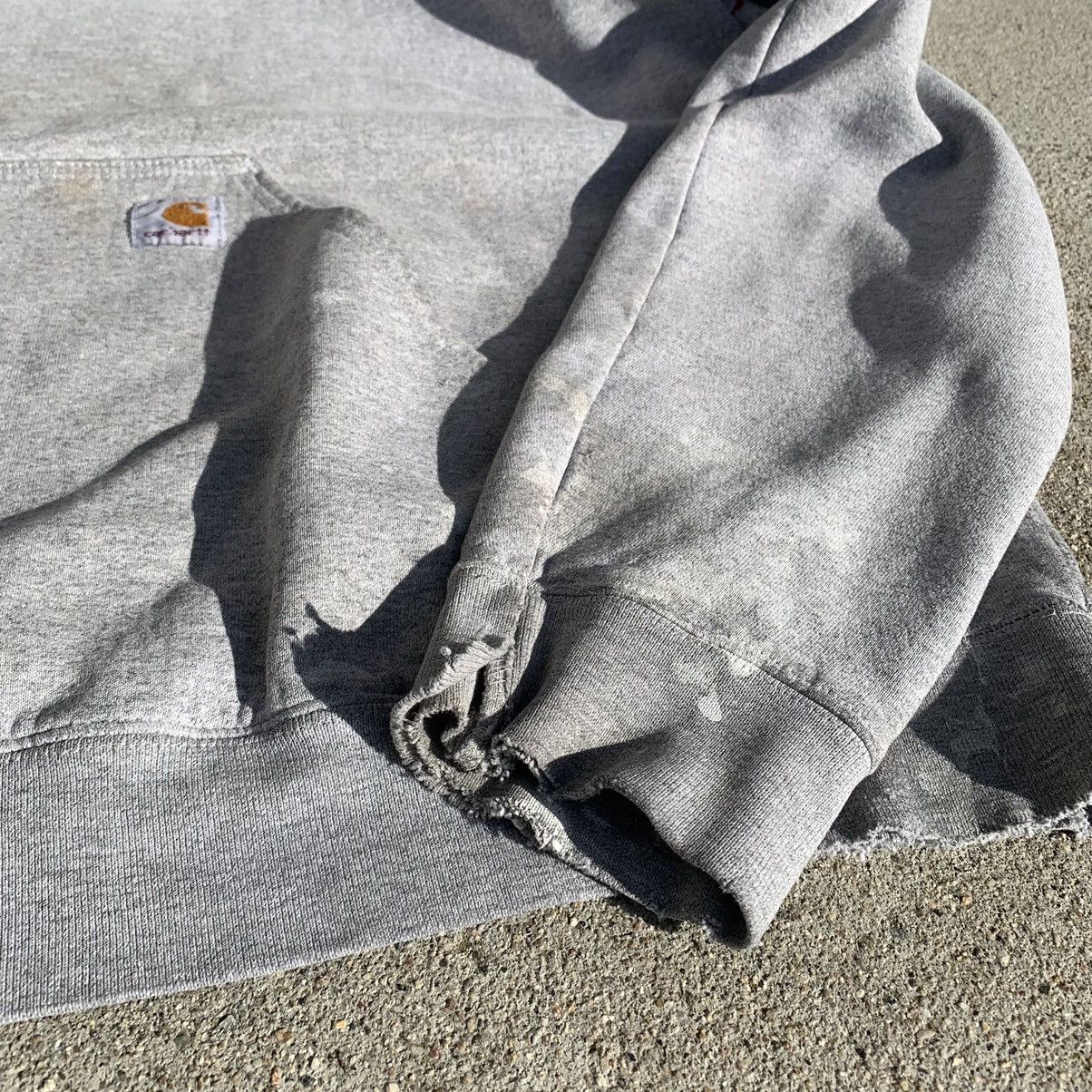 Carhartt × Vintage Vintage Carhartt distressed blank grey hoodie. Size US XL / EU 56 / 4 - 4 Thumbnail