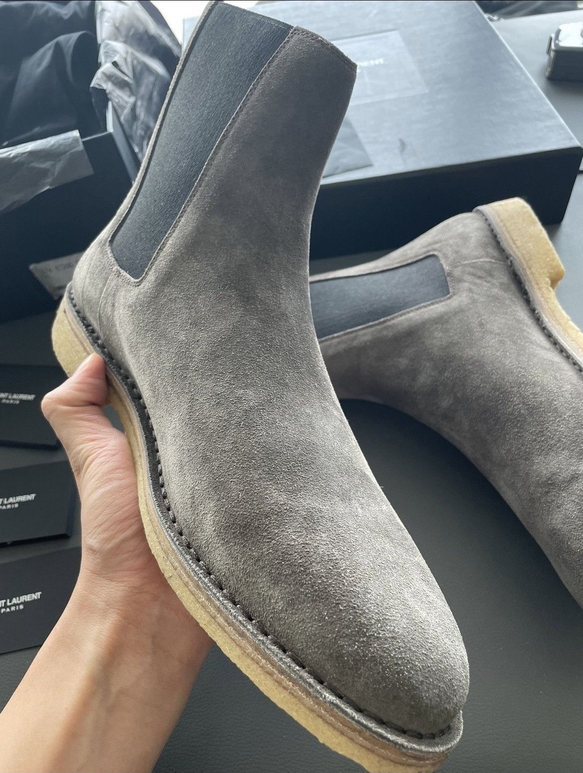 Hedi Slimane × Saint Laurent Paris × Yves Saint Laurent Brand NEW Runway Saint Laurent Suede Leather Chelsea Boots Size US 10.5 / EU 43-44 - 15 Thumbnail