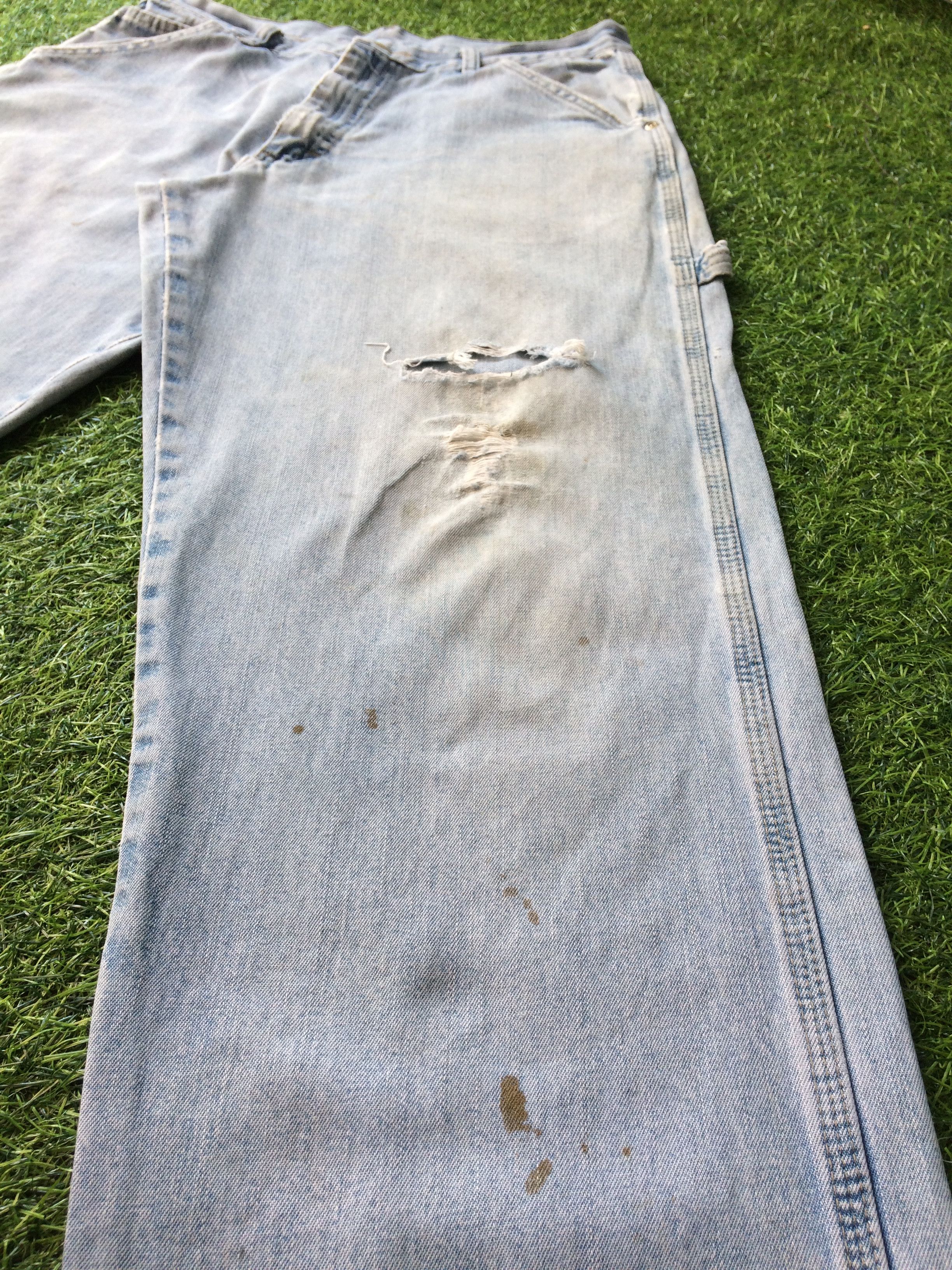 Japanese Brand Ripped Light Wash Carpenter Workwear Pants #B-812 Size US 34 / EU 50 - 6 Thumbnail