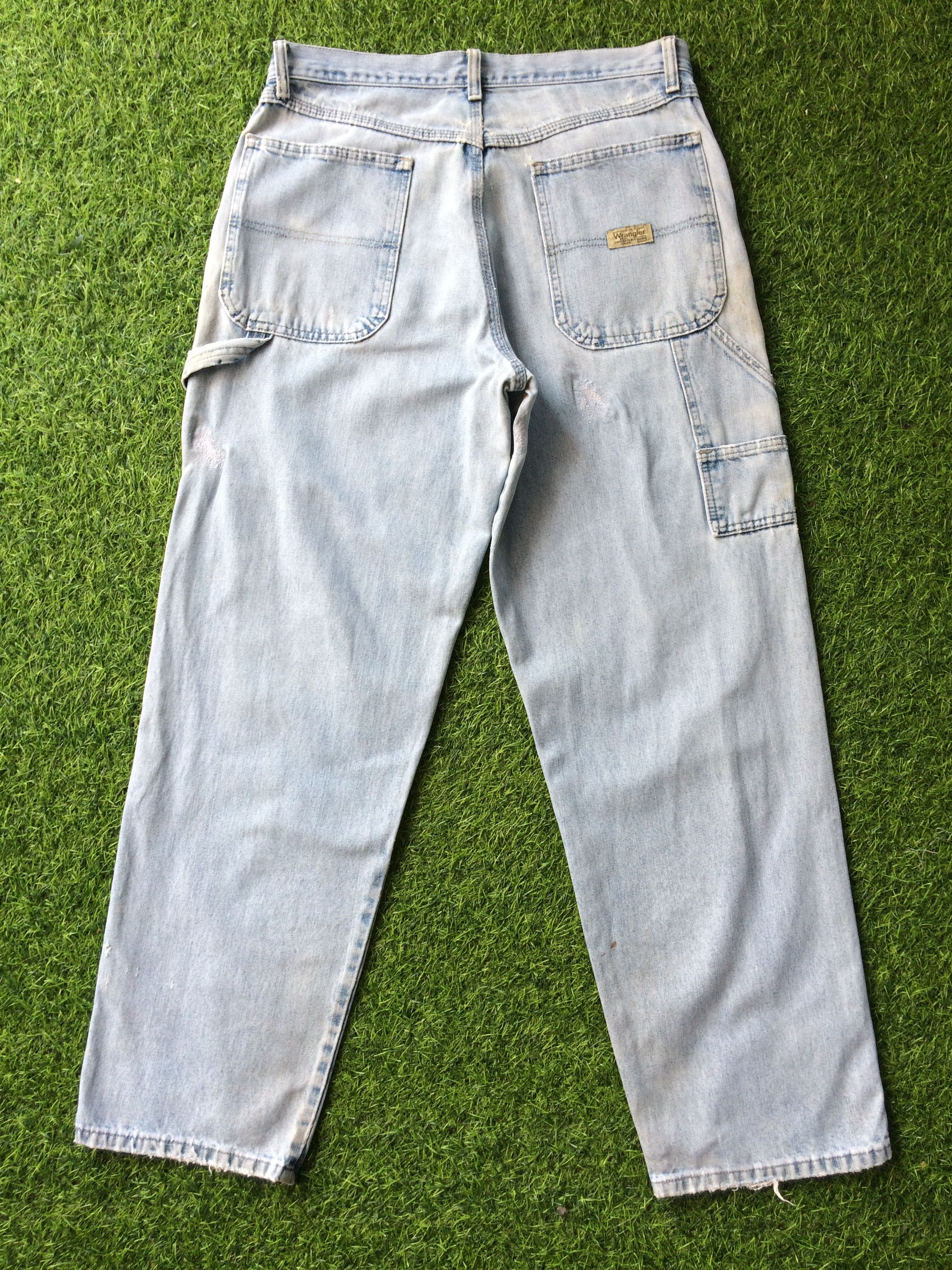 Japanese Brand Ripped Light Wash Carpenter Workwear Pants #B-812 Size US 34 / EU 50 - 1 Thumbnail