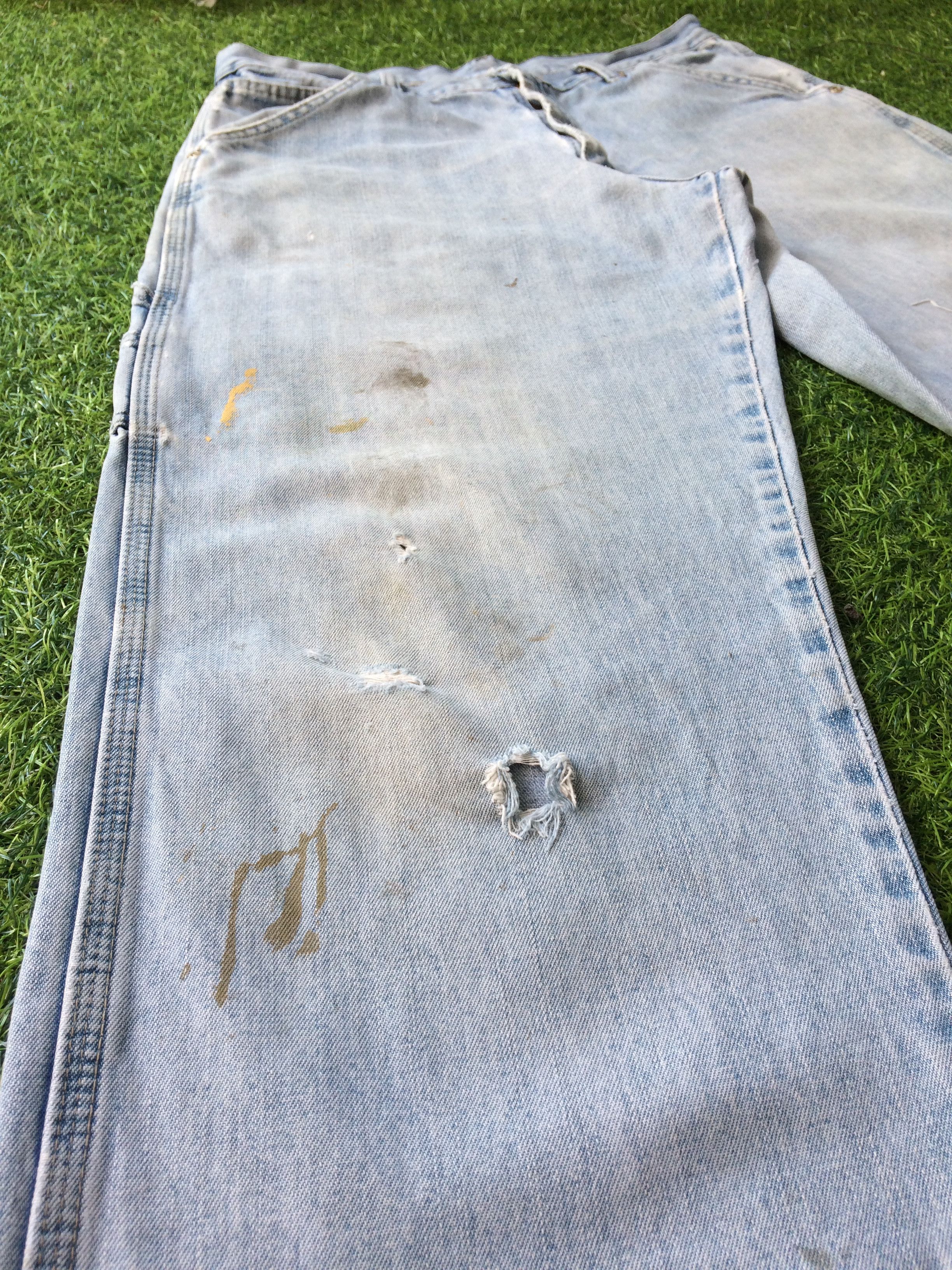 Japanese Brand Ripped Light Wash Carpenter Workwear Pants #B-812 Size US 34 / EU 50 - 5 Thumbnail