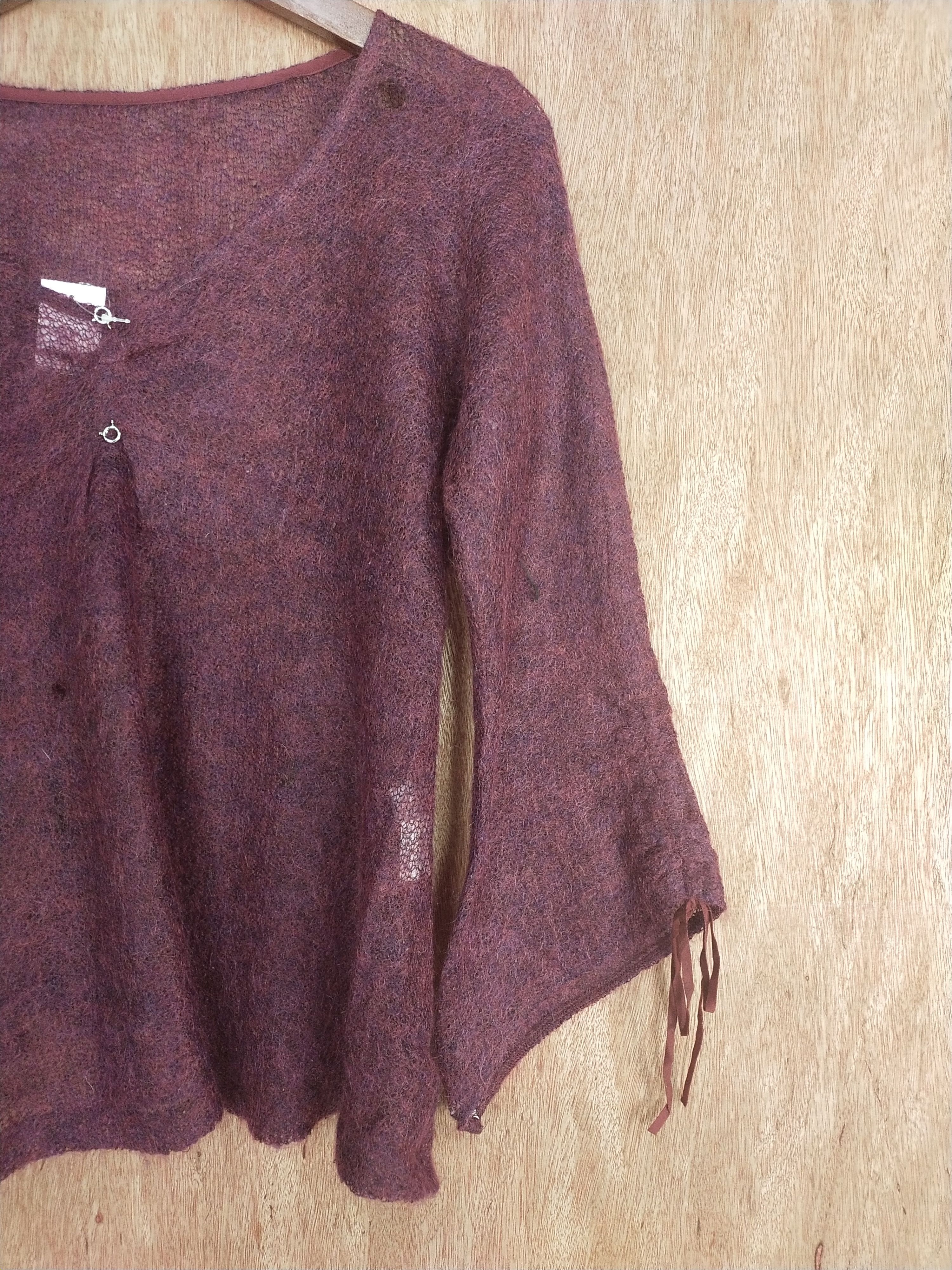 Japanese Brand Petit Poudre crochet sexy mohair purple cardigan #S003 Size S / US 4 / IT 40 - 8 Thumbnail