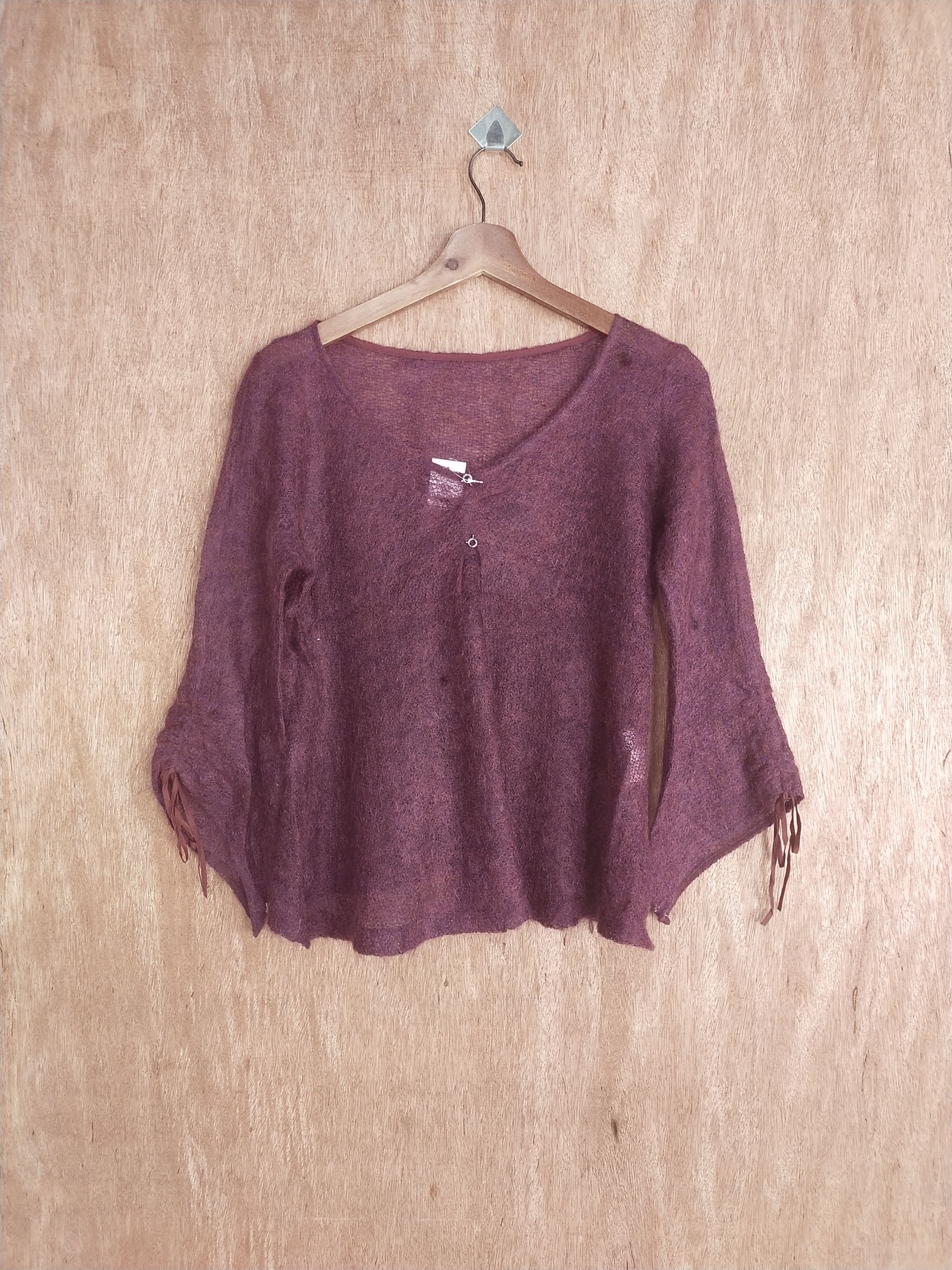 Japanese Brand Petit Poudre crochet sexy mohair purple cardigan #S003 Size S / US 4 / IT 40 - 1 Thumbnail