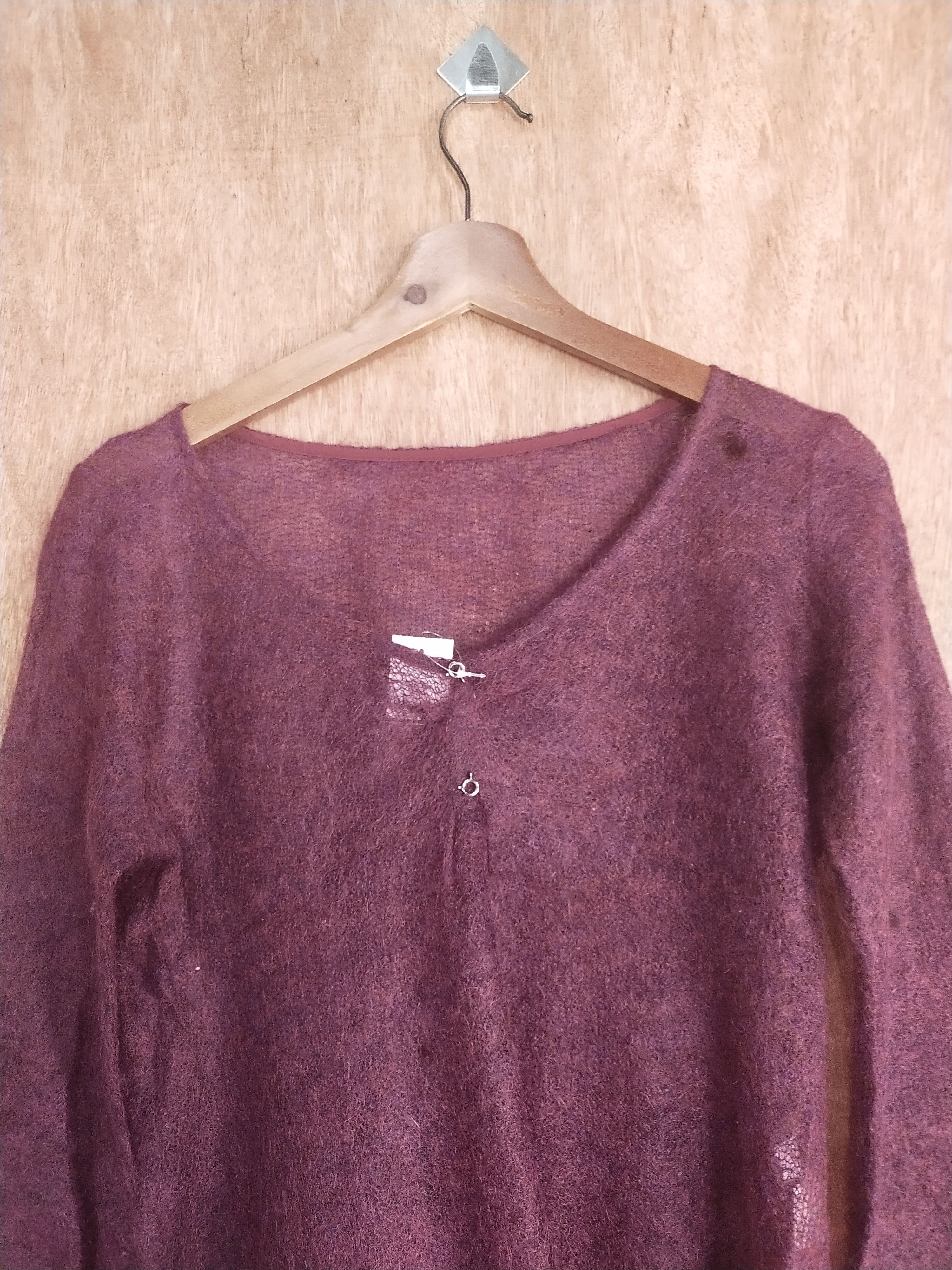 Japanese Brand Petit Poudre crochet sexy mohair purple cardigan #S003 Size S / US 4 / IT 40 - 2 Thumbnail