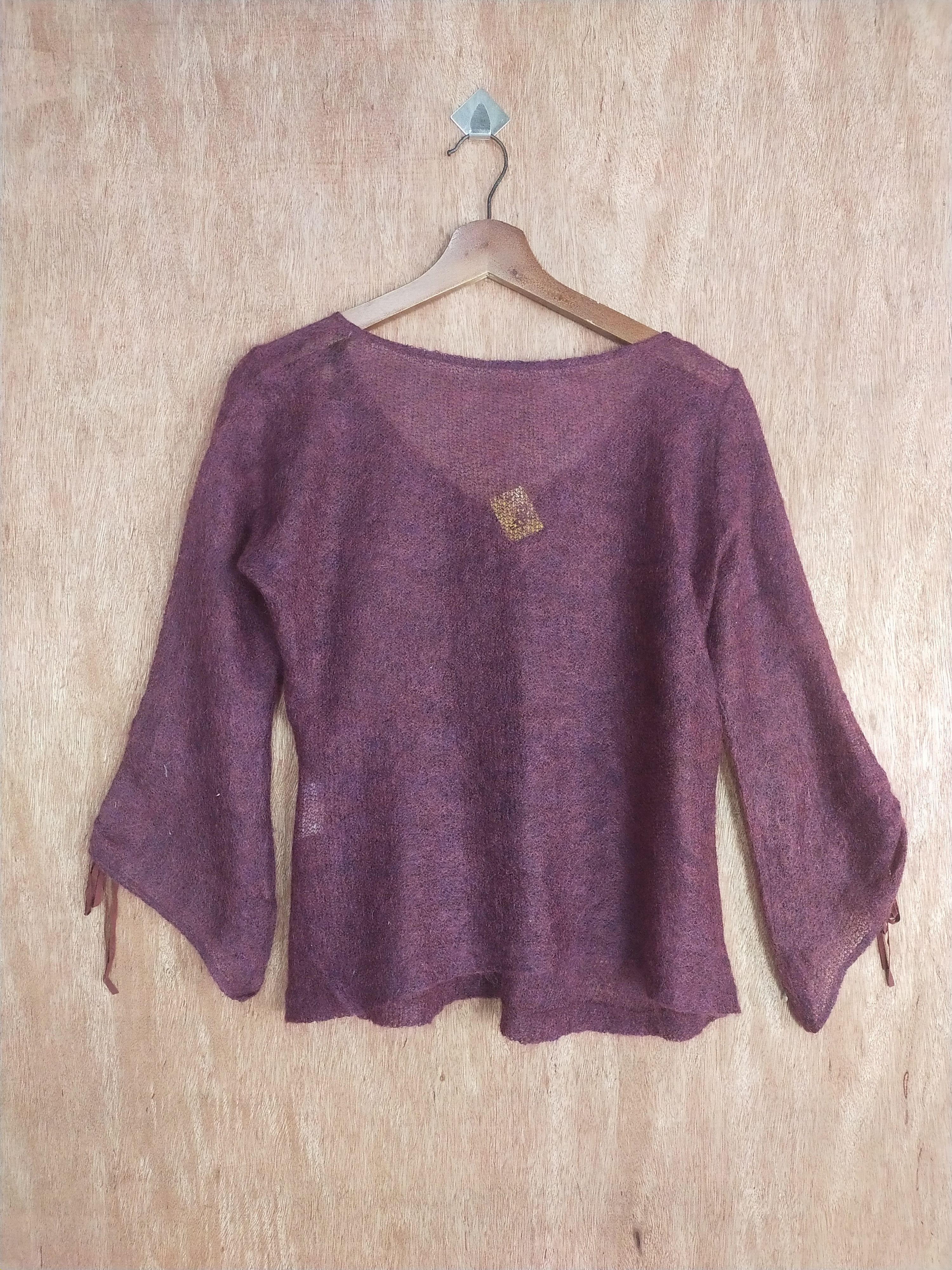Japanese Brand Petit Poudre crochet sexy mohair purple cardigan #S003 Size S / US 4 / IT 40 - 5 Thumbnail