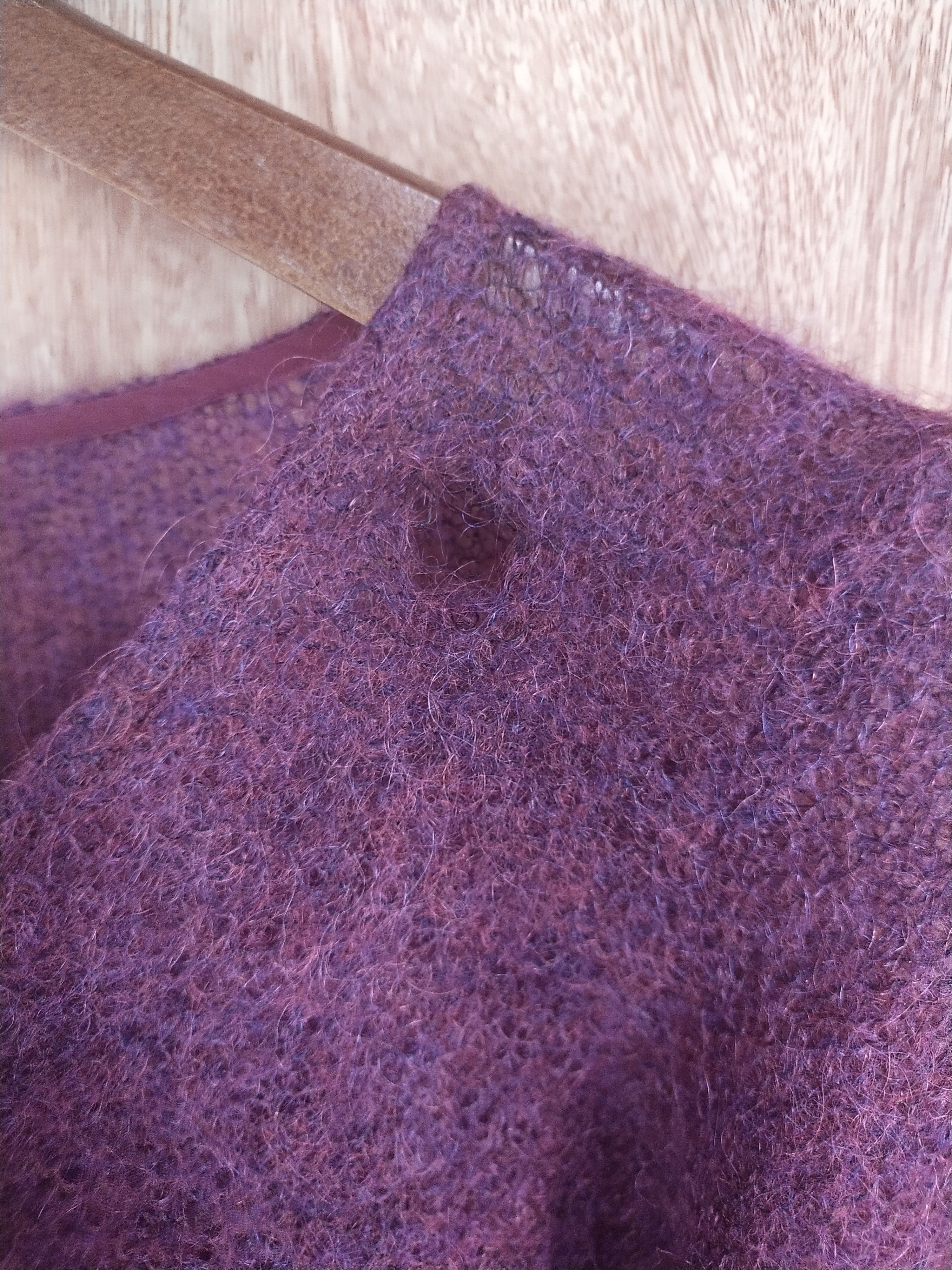 Japanese Brand Petit Poudre crochet sexy mohair purple cardigan #S003 Size S / US 4 / IT 40 - 9 Thumbnail