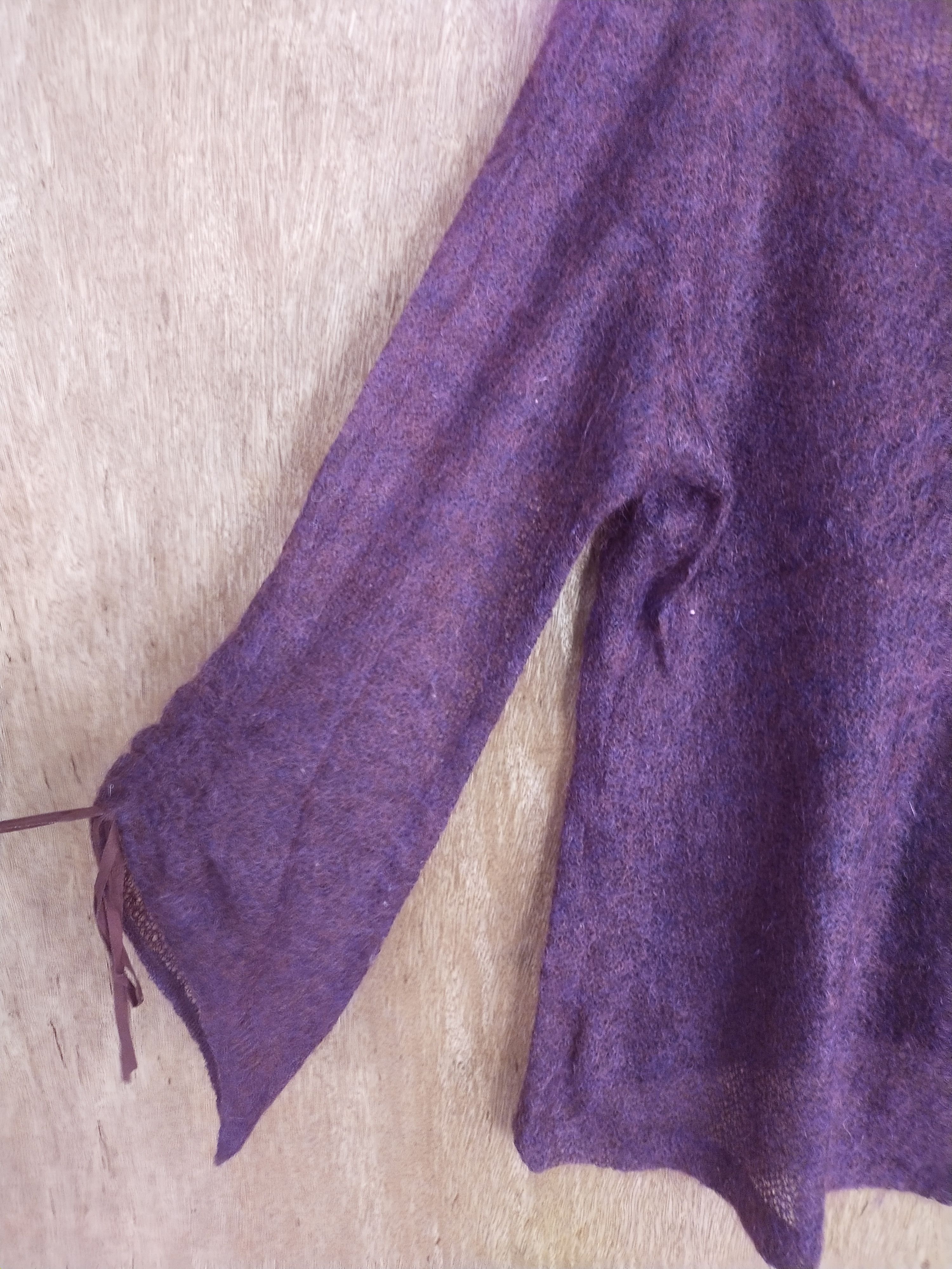 Japanese Brand Petit Poudre crochet sexy mohair purple cardigan #S003 Size S / US 4 / IT 40 - 3 Thumbnail