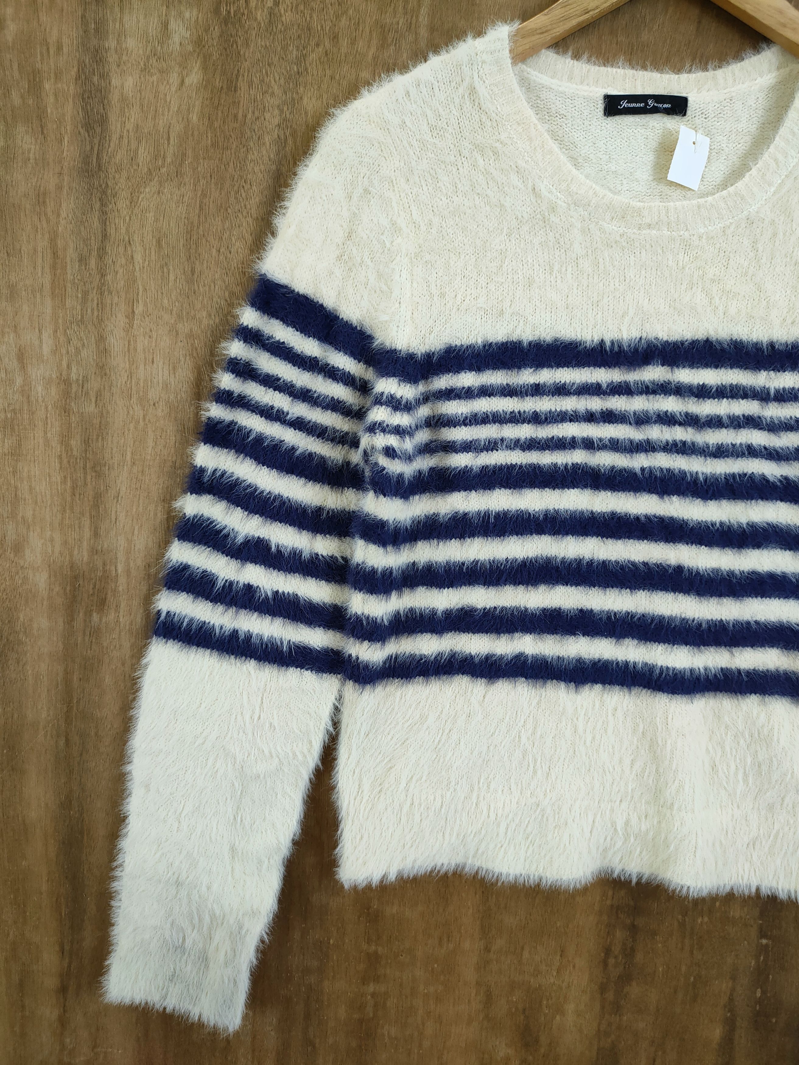 Vintage DL Jeunne Garcon stripe mohair fur shaggy knitwear #46-1016 Size M / US 6-8 / IT 42-44 - 2 Thumbnail