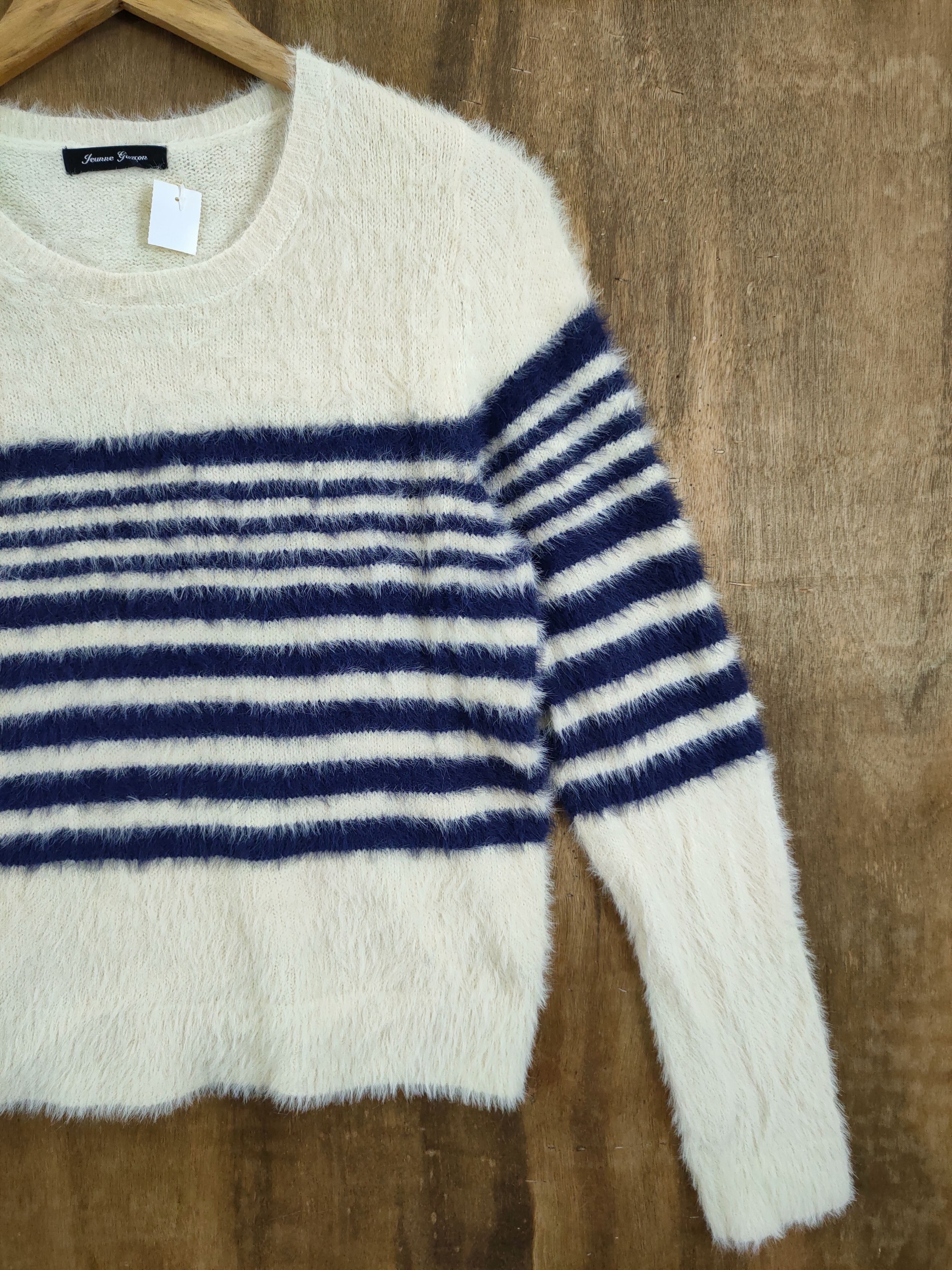 Vintage DL Jeunne Garcon stripe mohair fur shaggy knitwear #46-1016 Size M / US 6-8 / IT 42-44 - 3 Thumbnail