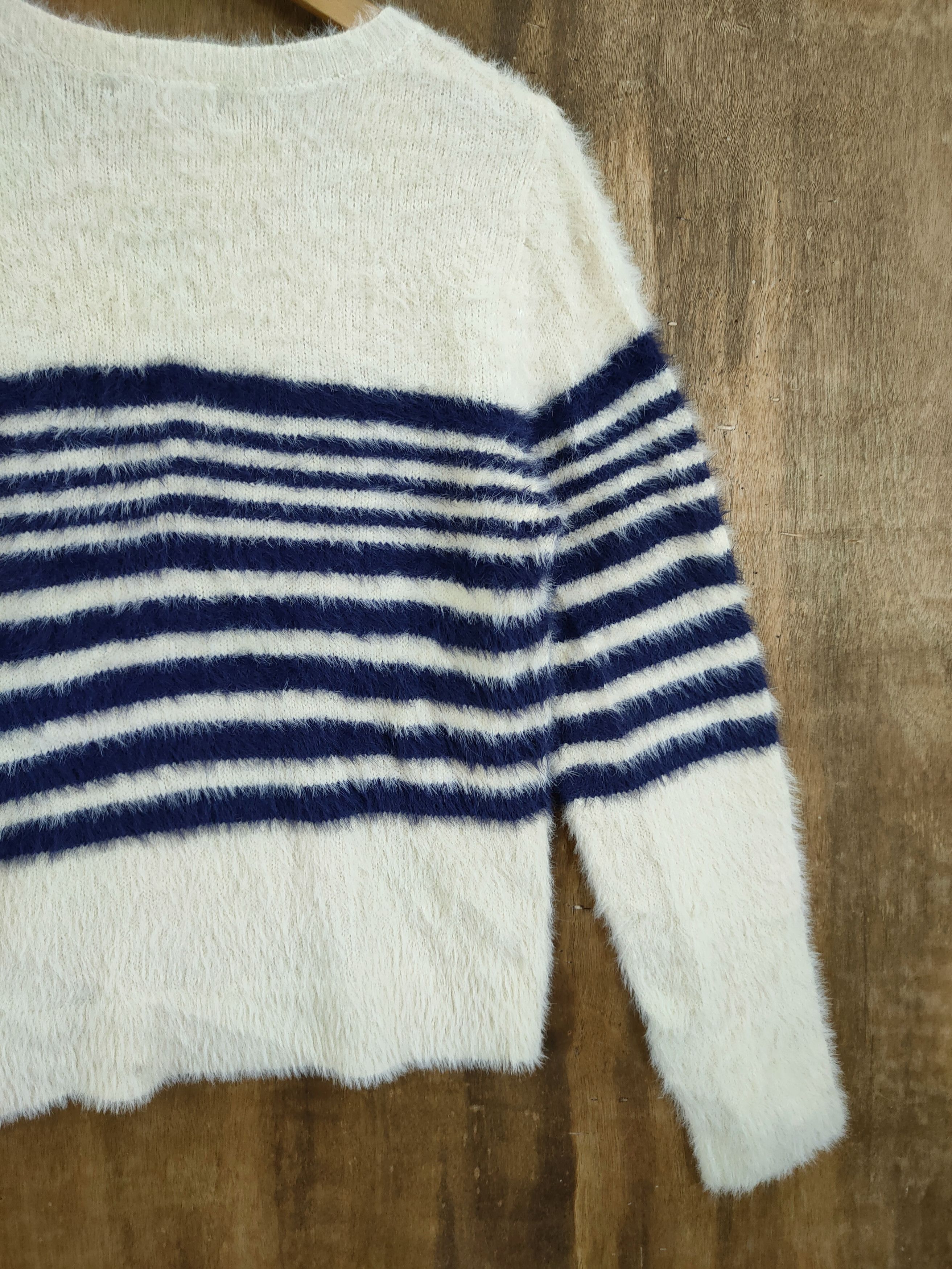 Vintage DL Jeunne Garcon stripe mohair fur shaggy knitwear #46-1016 Size M / US 6-8 / IT 42-44 - 11 Thumbnail