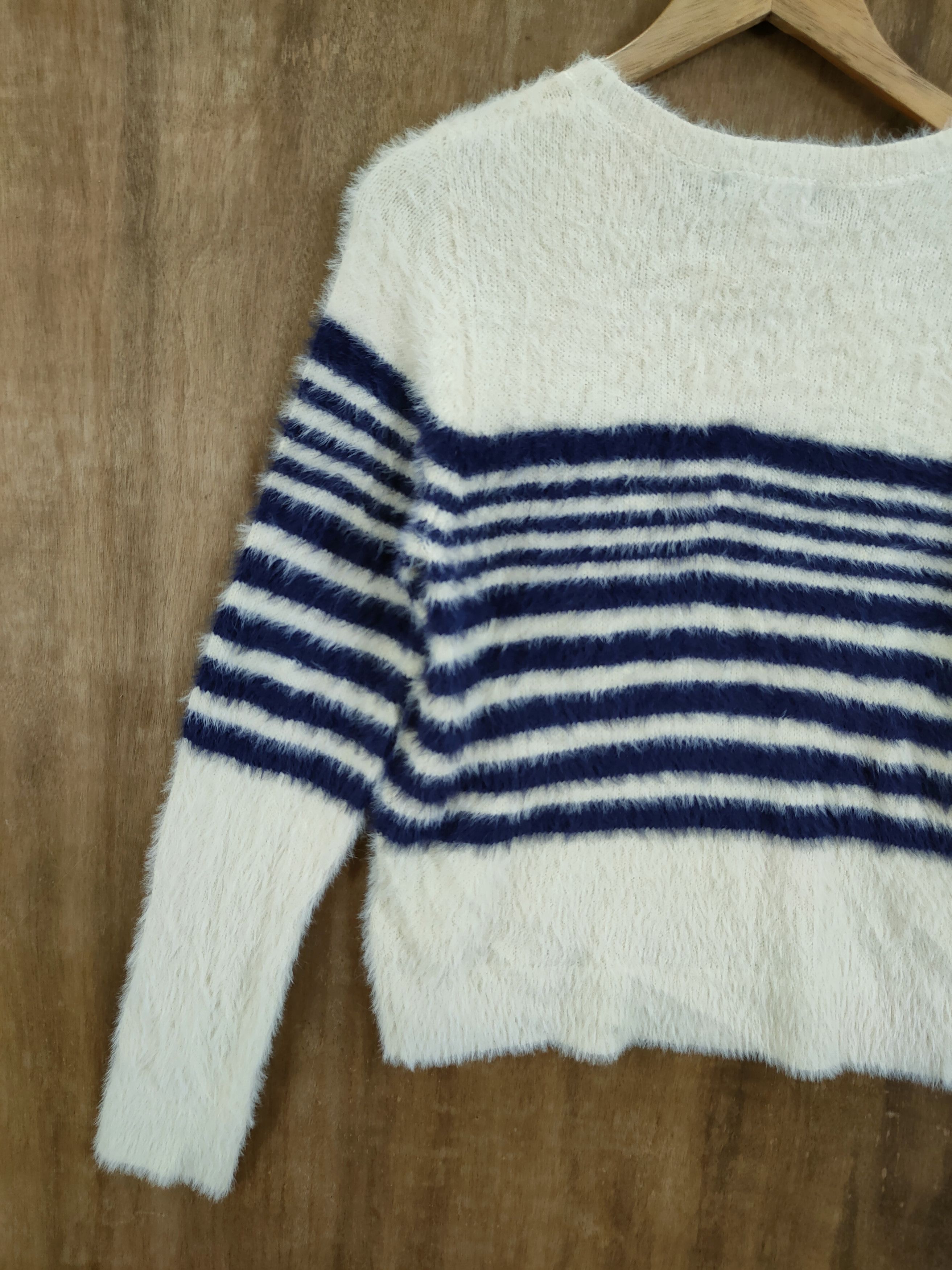 Vintage DL Jeunne Garcon stripe mohair fur shaggy knitwear #46-1016 Size M / US 6-8 / IT 42-44 - 10 Thumbnail