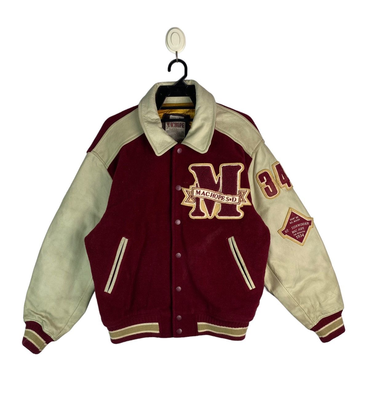 Vintage 🔥MacHope wool mix leather varsity stadium letterman jacket Size US M / EU 48-50 / 2 - 3 Thumbnail