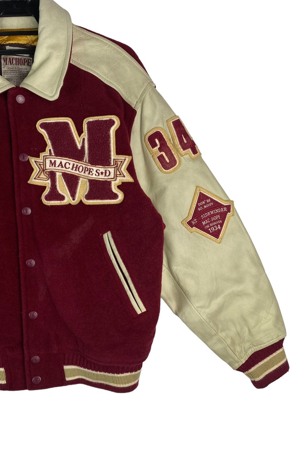 Vintage 🔥MacHope wool mix leather varsity stadium letterman jacket Size US M / EU 48-50 / 2 - 5 Thumbnail