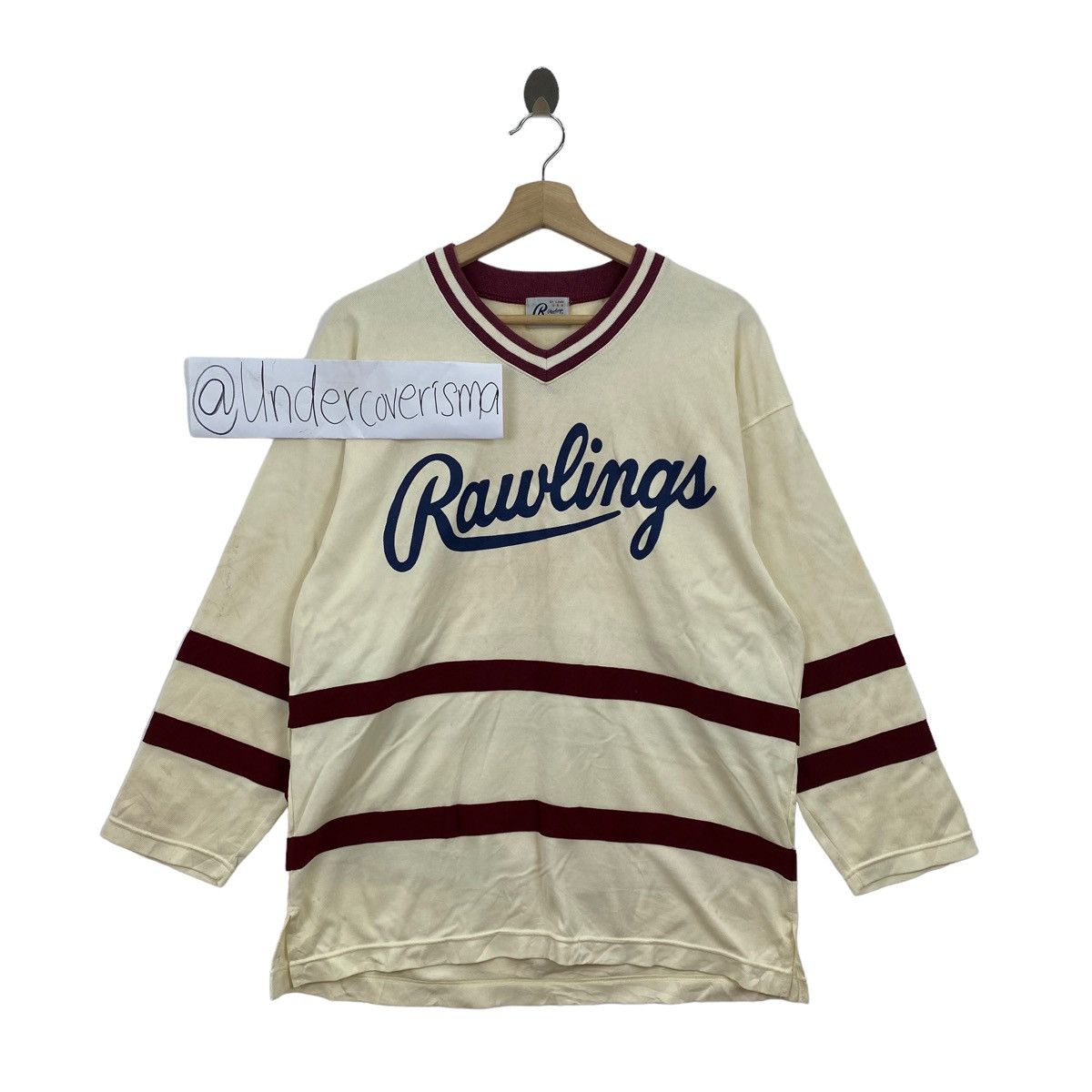Vintage RAWLINGS ST. LOUIS Usa Big Brand Print Cream Sweatshirt Size US L / EU 52-54 / 3 - 1 Thumbnail