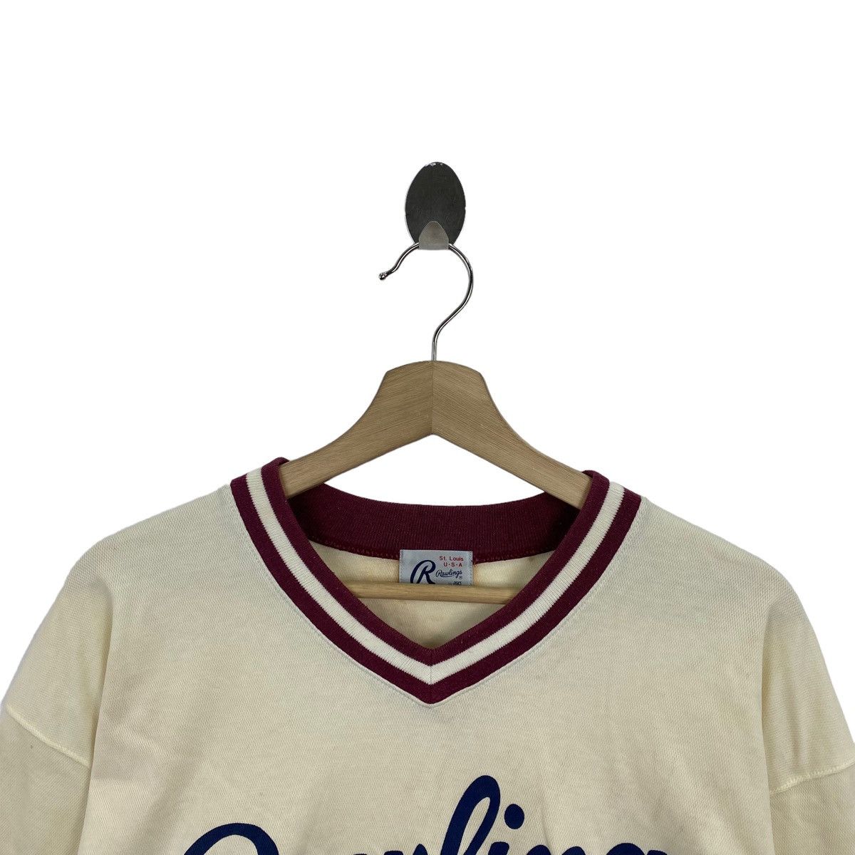 Vintage RAWLINGS ST. LOUIS Usa Big Brand Print Cream Sweatshirt Size US L / EU 52-54 / 3 - 2 Thumbnail
