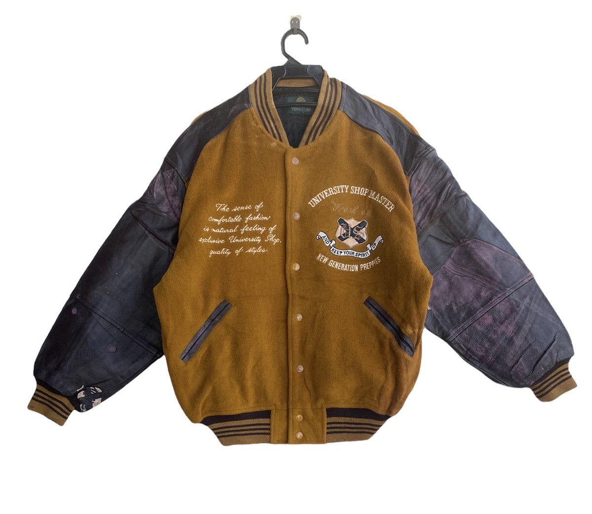 Vintage University Shop embroidered logo stadium jacket