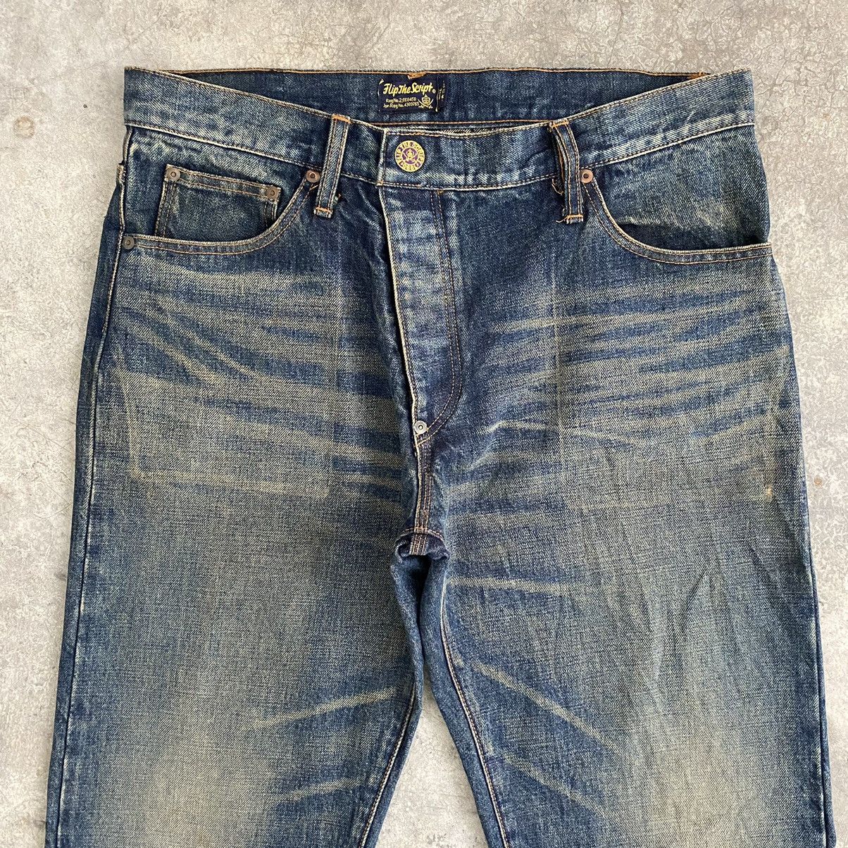 Japanese Brand Flip The Script Mud Washed Selvedge Denim Jeans Size US 34 / EU 50 - 8 Thumbnail