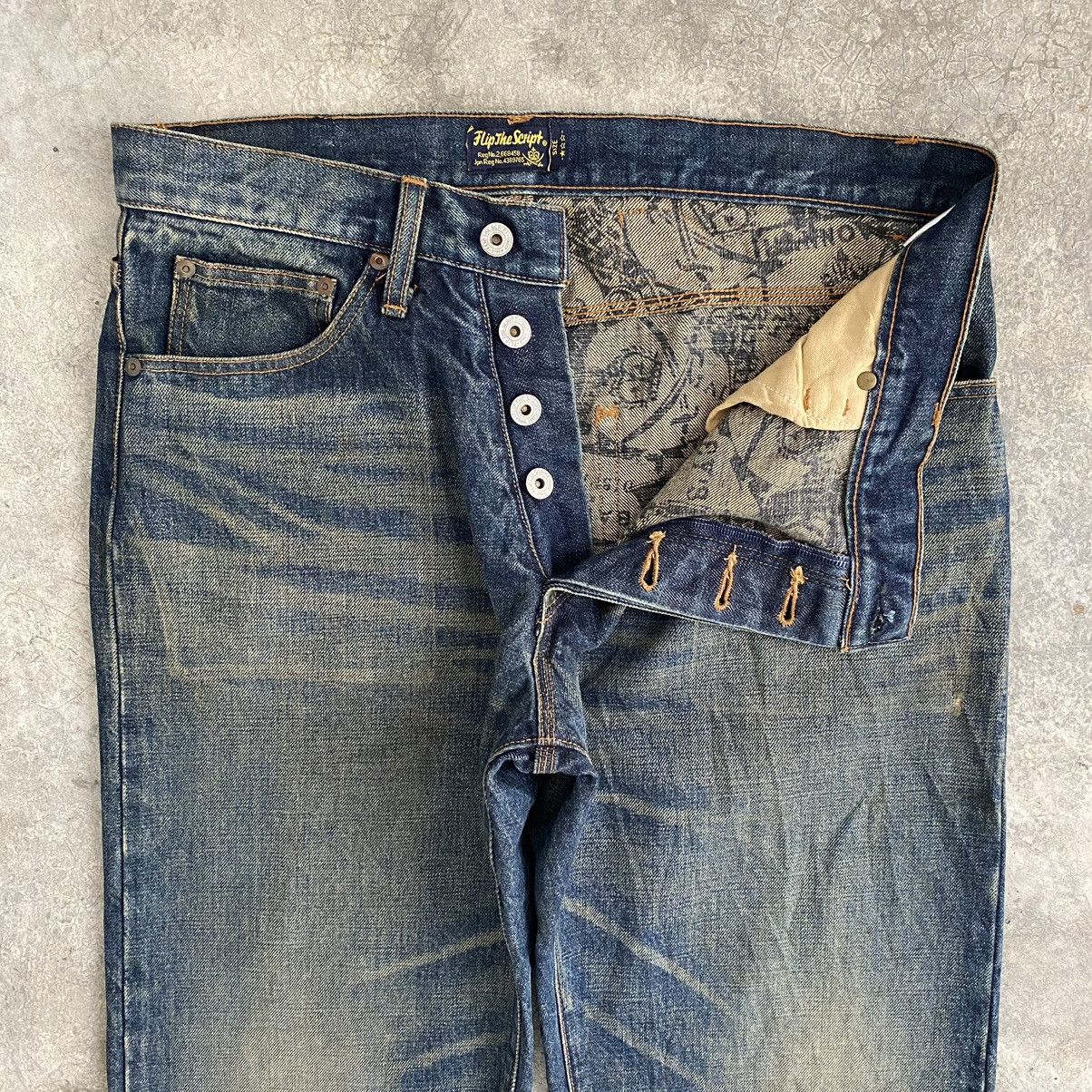 Japanese Brand Flip The Script Mud Washed Selvedge Denim Jeans Size US 34 / EU 50 - 11 Thumbnail