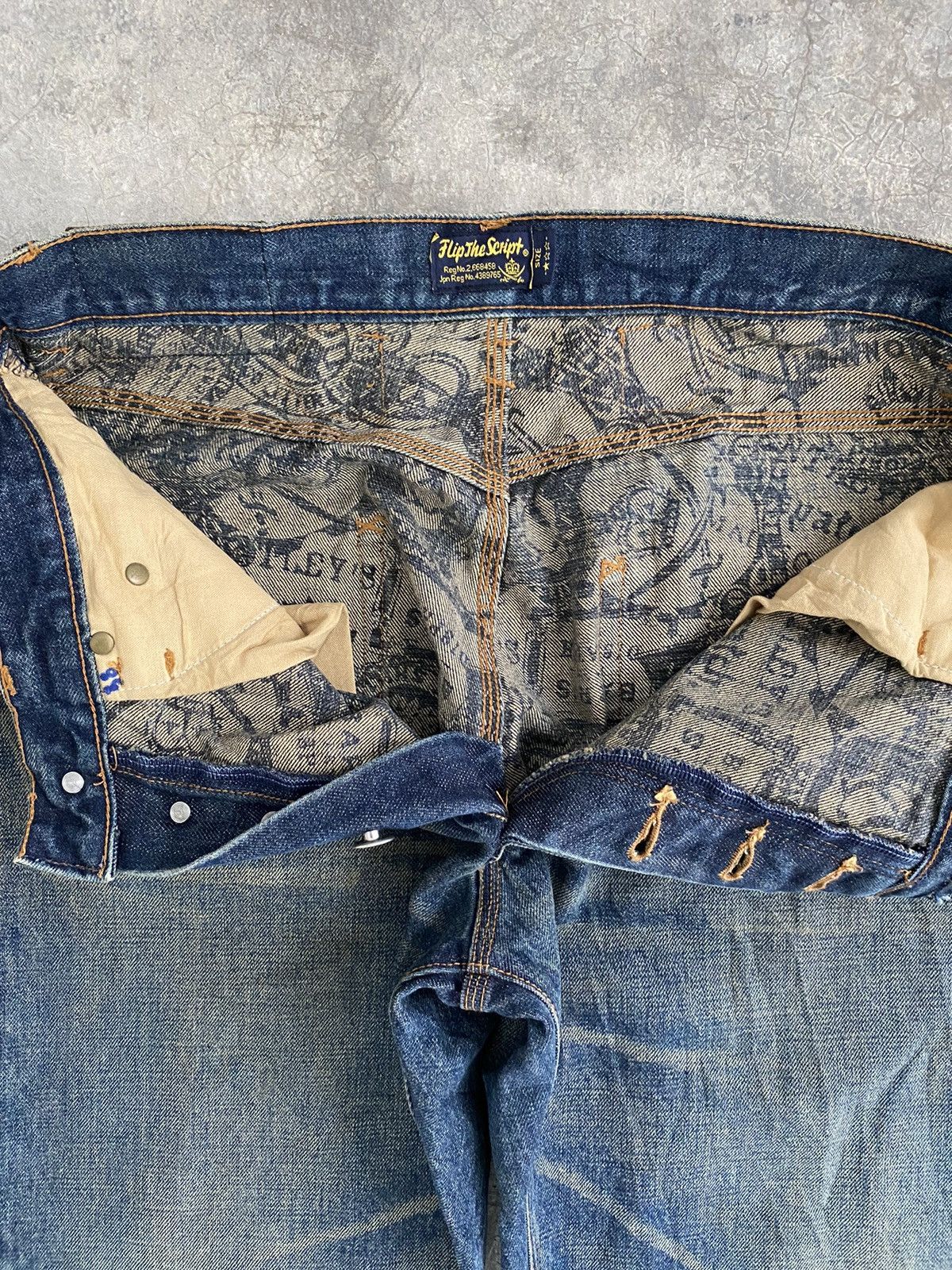 Japanese Brand Flip The Script Mud Washed Selvedge Denim Jeans Size US 34 / EU 50 - 14 Thumbnail