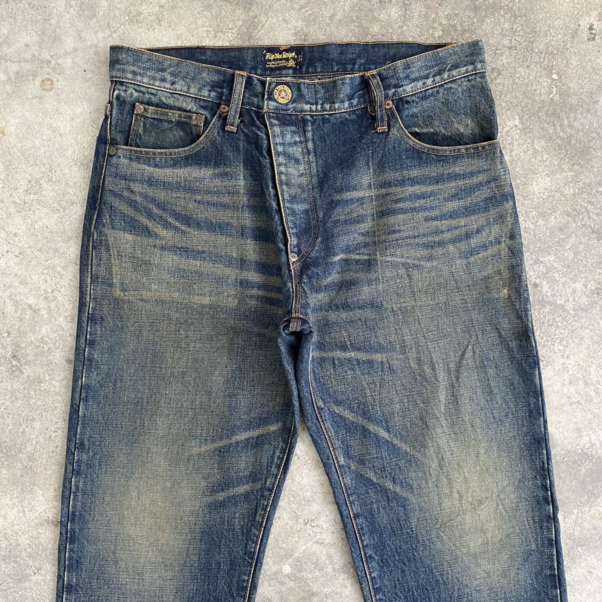 Japanese Brand Flip The Script Mud Washed Selvedge Denim Jeans Size US 34 / EU 50 - 4 Thumbnail