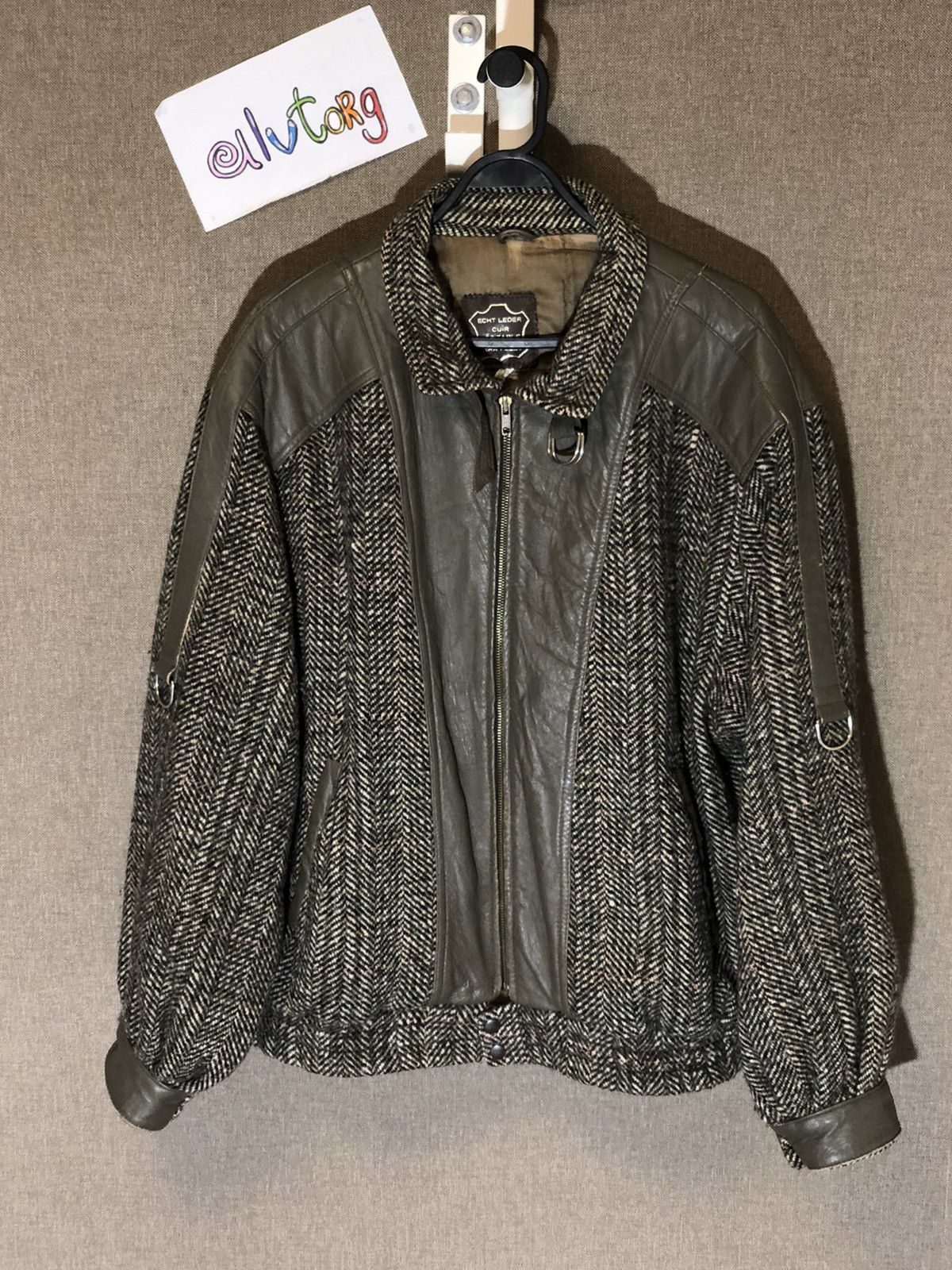 Genuine Leather × Leather Jacket × Vintage 80’s Vintage Rare Wool ...