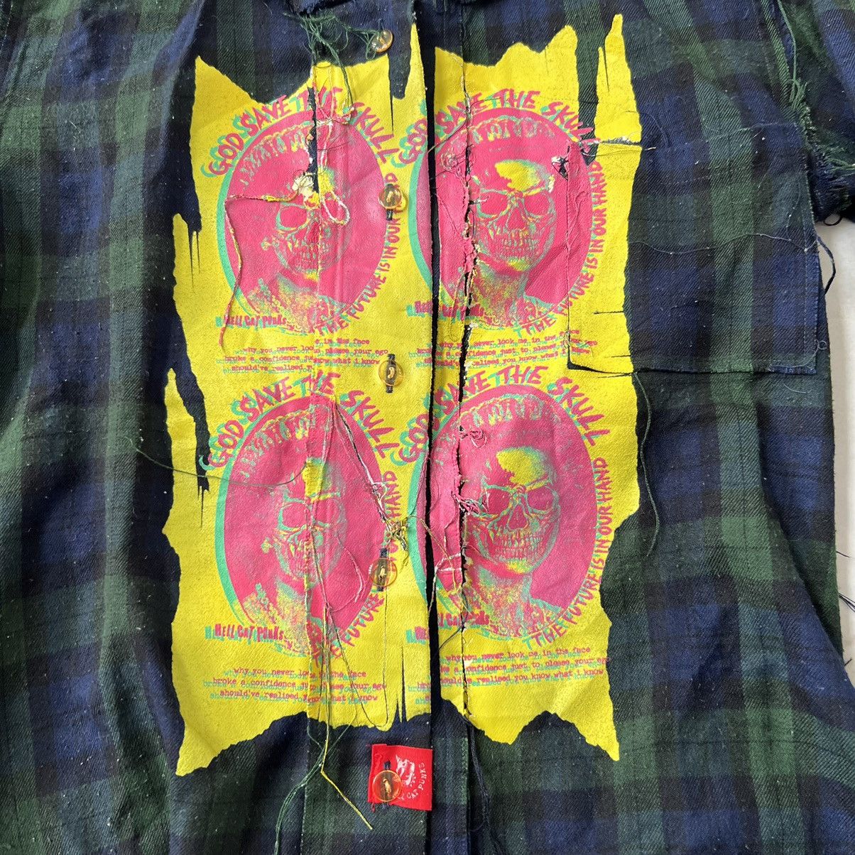 Other Hell Cat PUNK God save the Skull Distressed Flannel Shirt Size US S / EU 44-46 / 1 - 3 Thumbnail