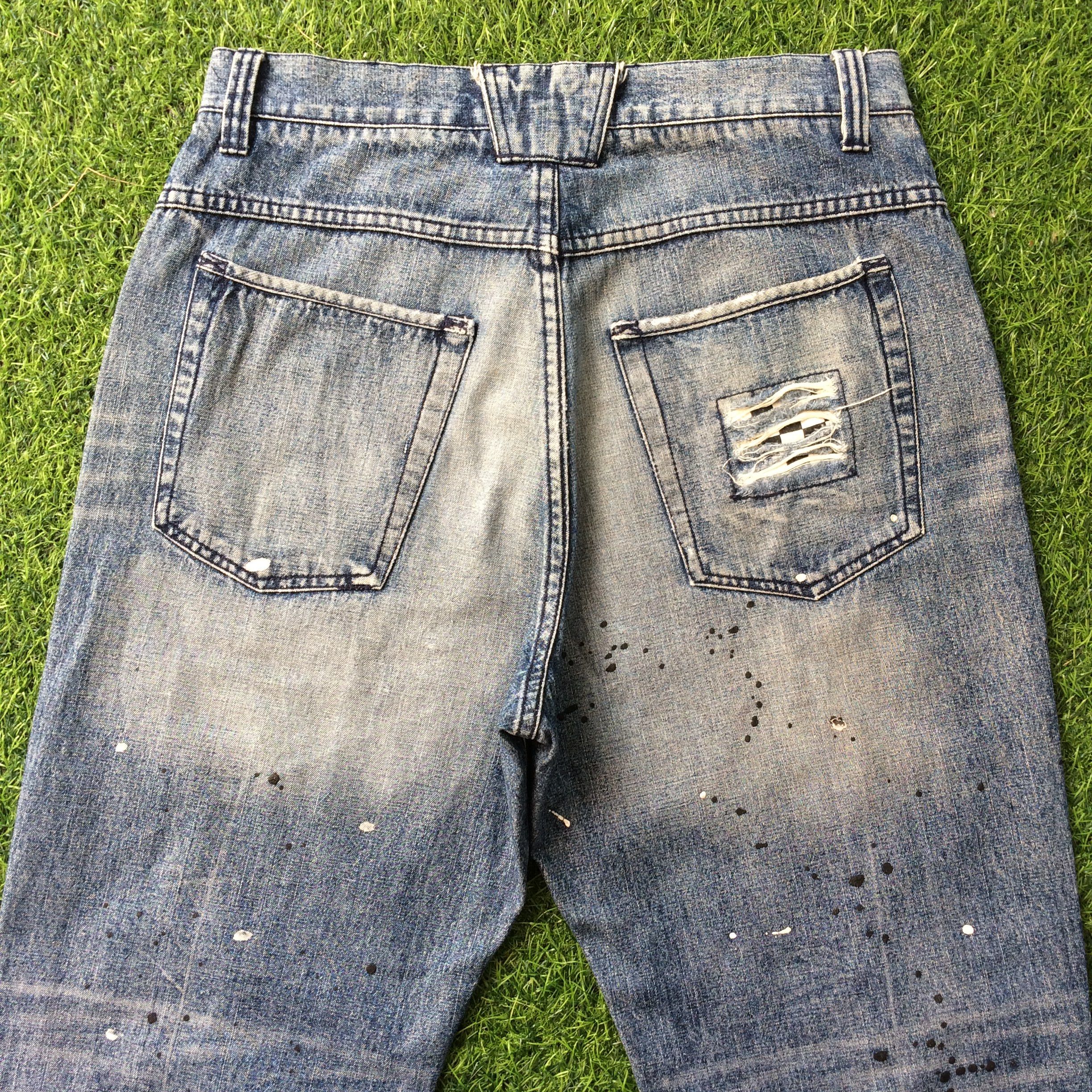 Vans Vans Distressed Denim Checkered Patchwork Paint #D-186 Size US 31 - 2 Thumbnail