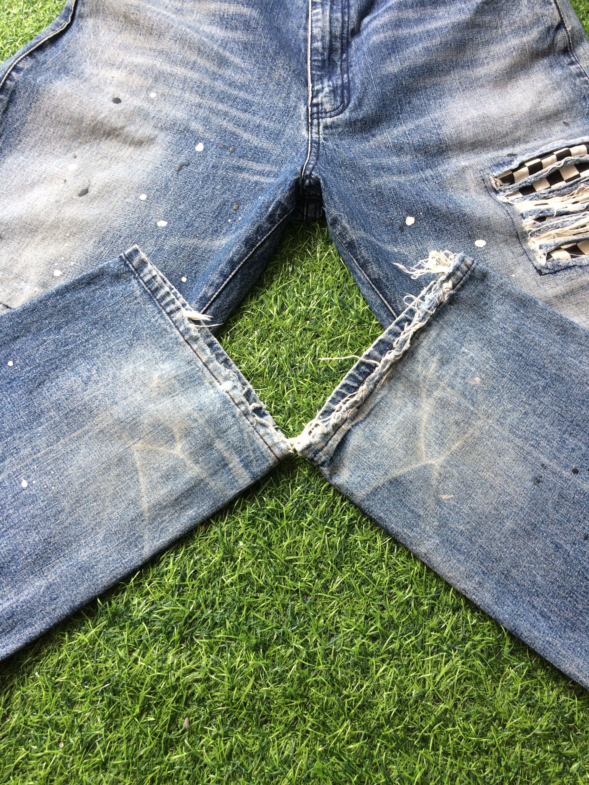 Vans Vans Distressed Denim Checkered Patchwork Paint #D-186 Size US 31 - 8 Thumbnail