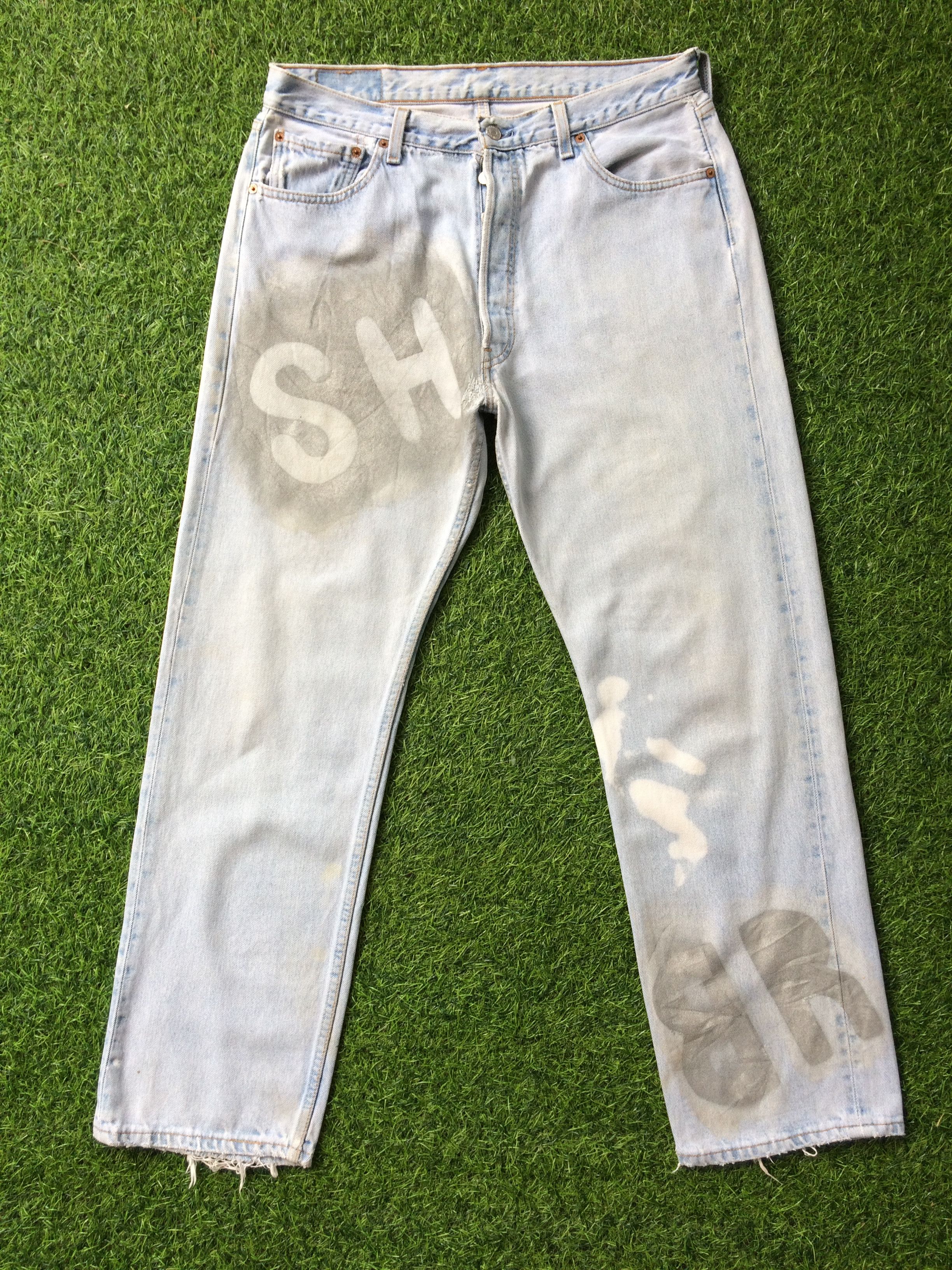 Jean × Unsound Rags Distressed Levis 501 Painted Jeans #B-959 Size US 34 / EU 50 - 10 Thumbnail