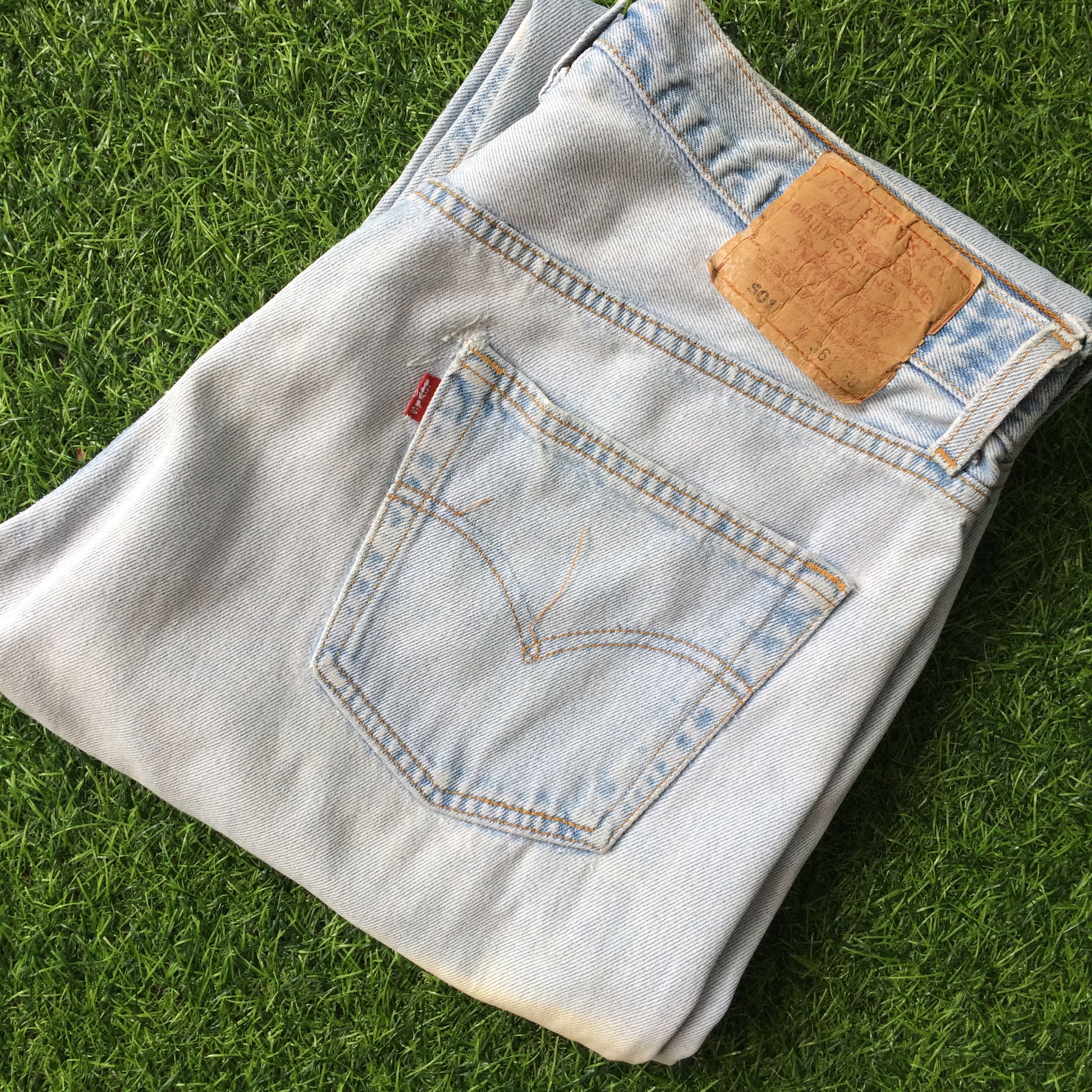 Jean × Unsound Rags Distressed Levis 501 Painted Jeans #B-959 Size US 34 / EU 50 - 12 Thumbnail
