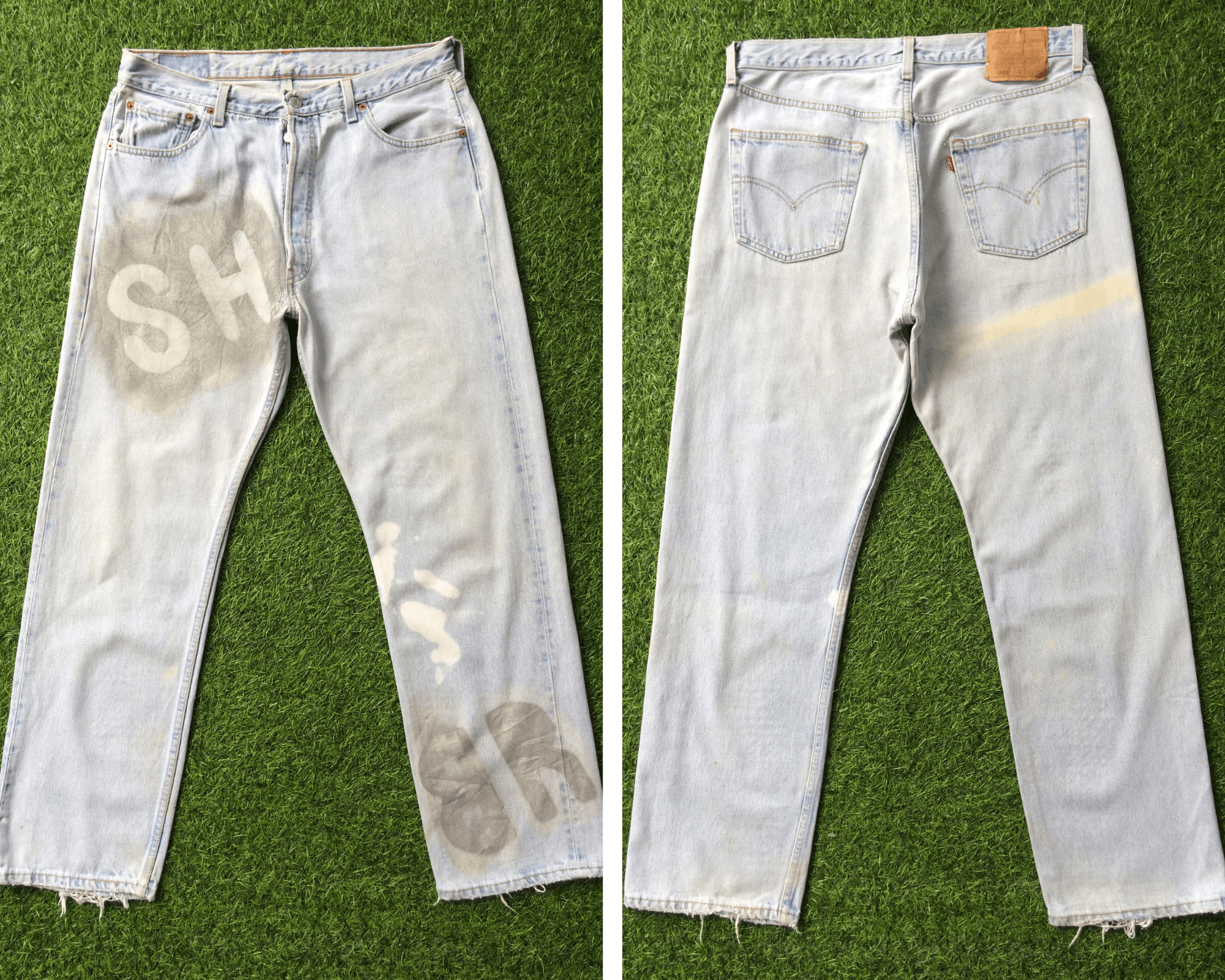 Jean × Unsound Rags Distressed Levis 501 Painted Jeans #B-959 Size US 34 / EU 50 - 5 Thumbnail