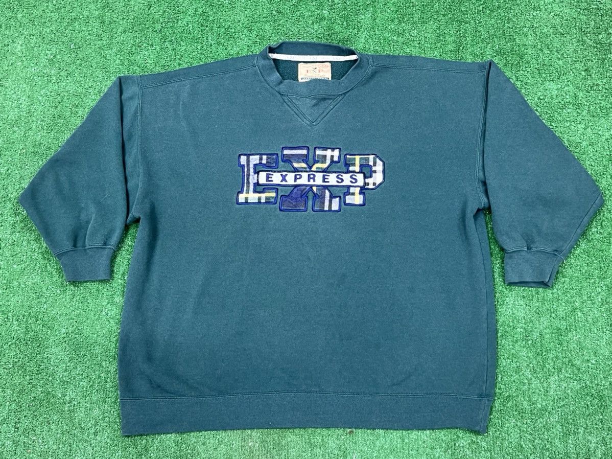 Express Vintage 80s Express Plaid Logo Crewneck Sweatshirt Size XS / US 0-2 / IT 36-38 - 1 Thumbnail
