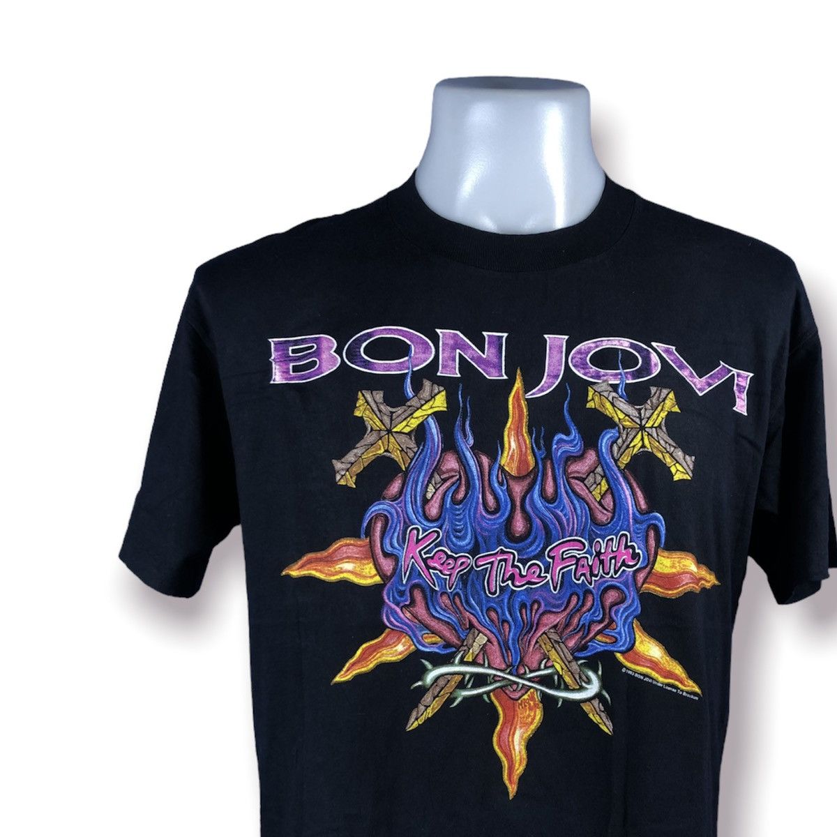 90's BON JOVI ツアーTシャツ（L ] 3D EMBLEM 90's 