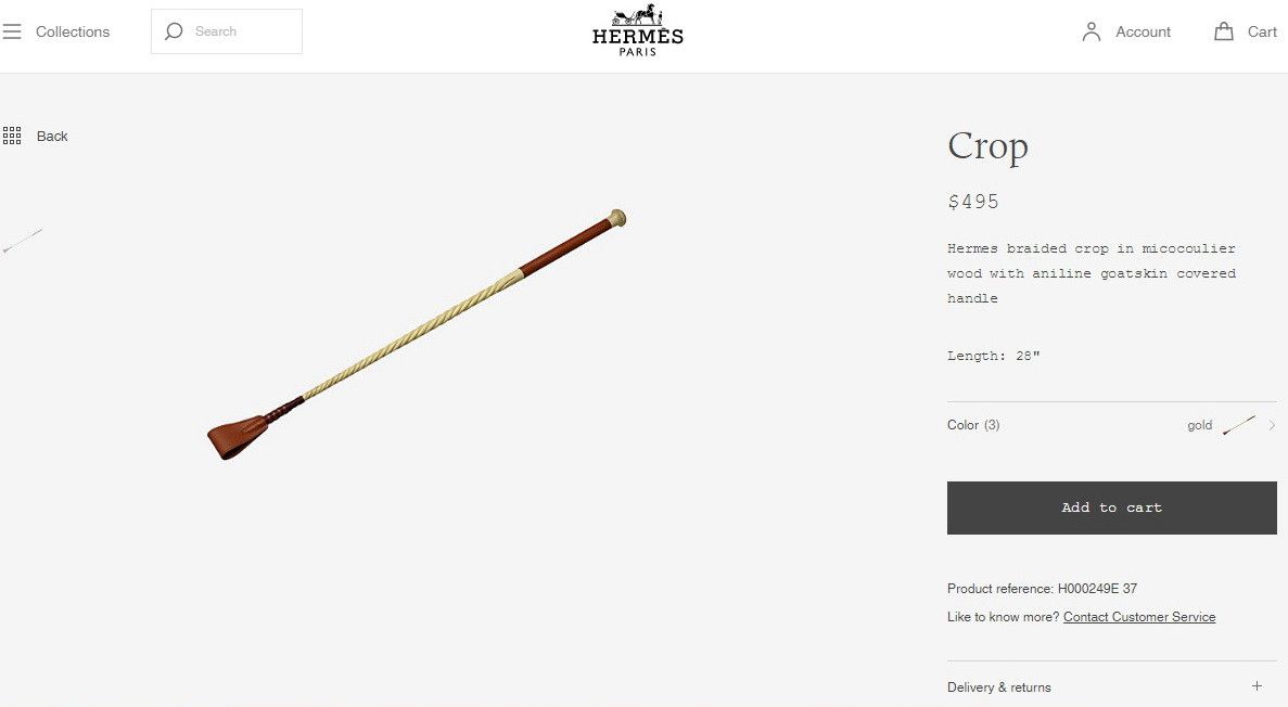 Hermes HERMES olive leather & wood riding crop | Grailed