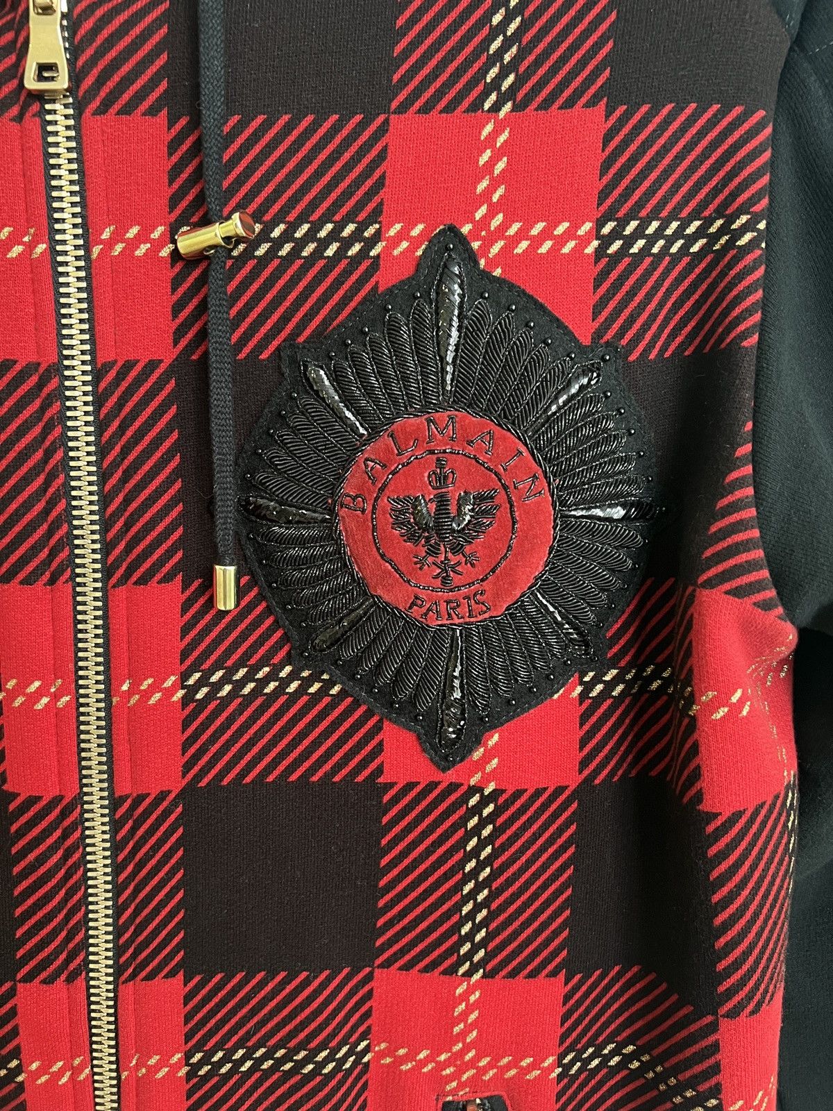 Balmain Balmain tartan embroidered hoodie XL W6HJ212D552B Size US L / EU 52-54 / 3 - 3 Thumbnail