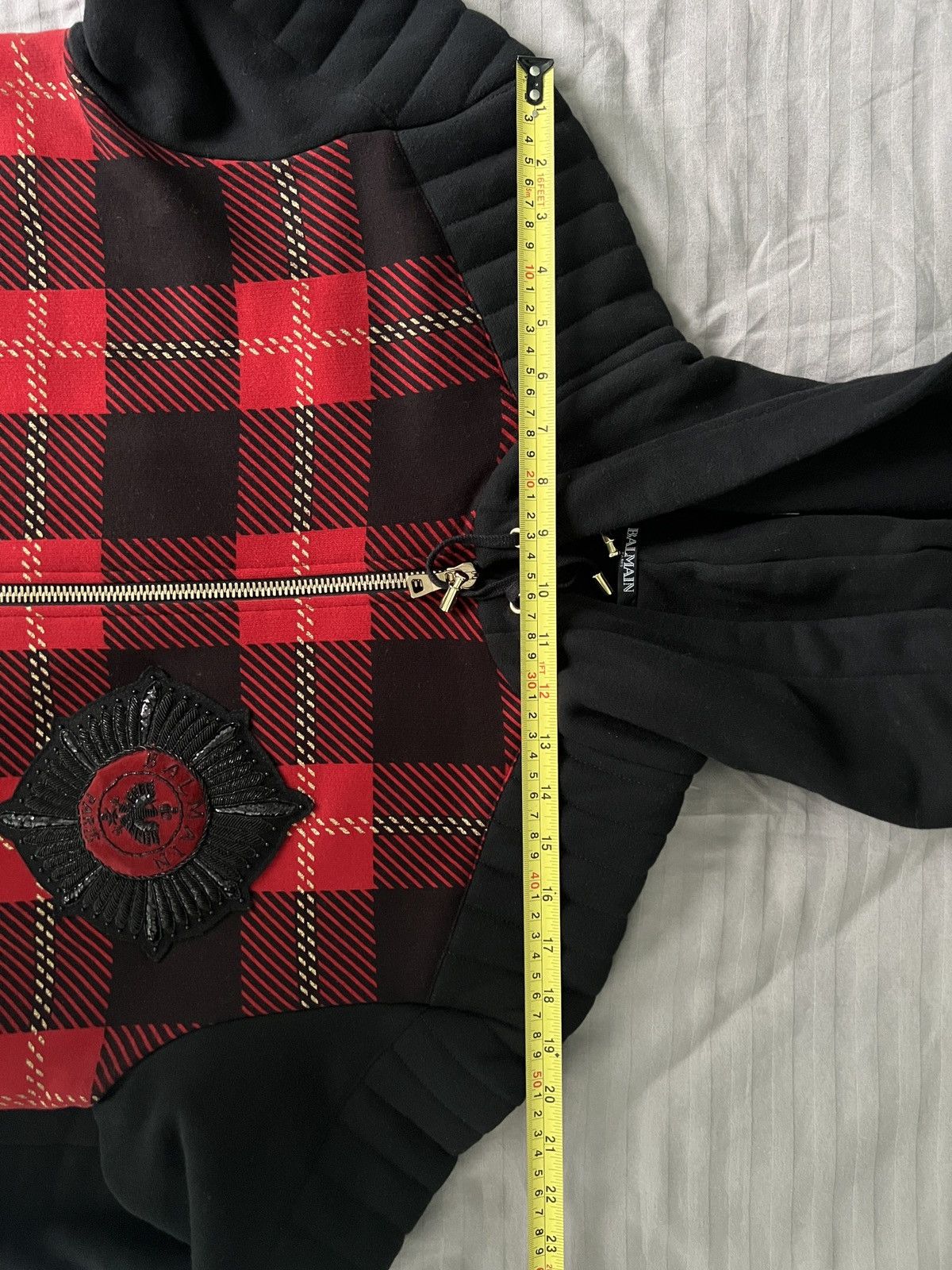 Balmain Balmain tartan embroidered hoodie XL W6HJ212D552B Size US L / EU 52-54 / 3 - 15 Thumbnail