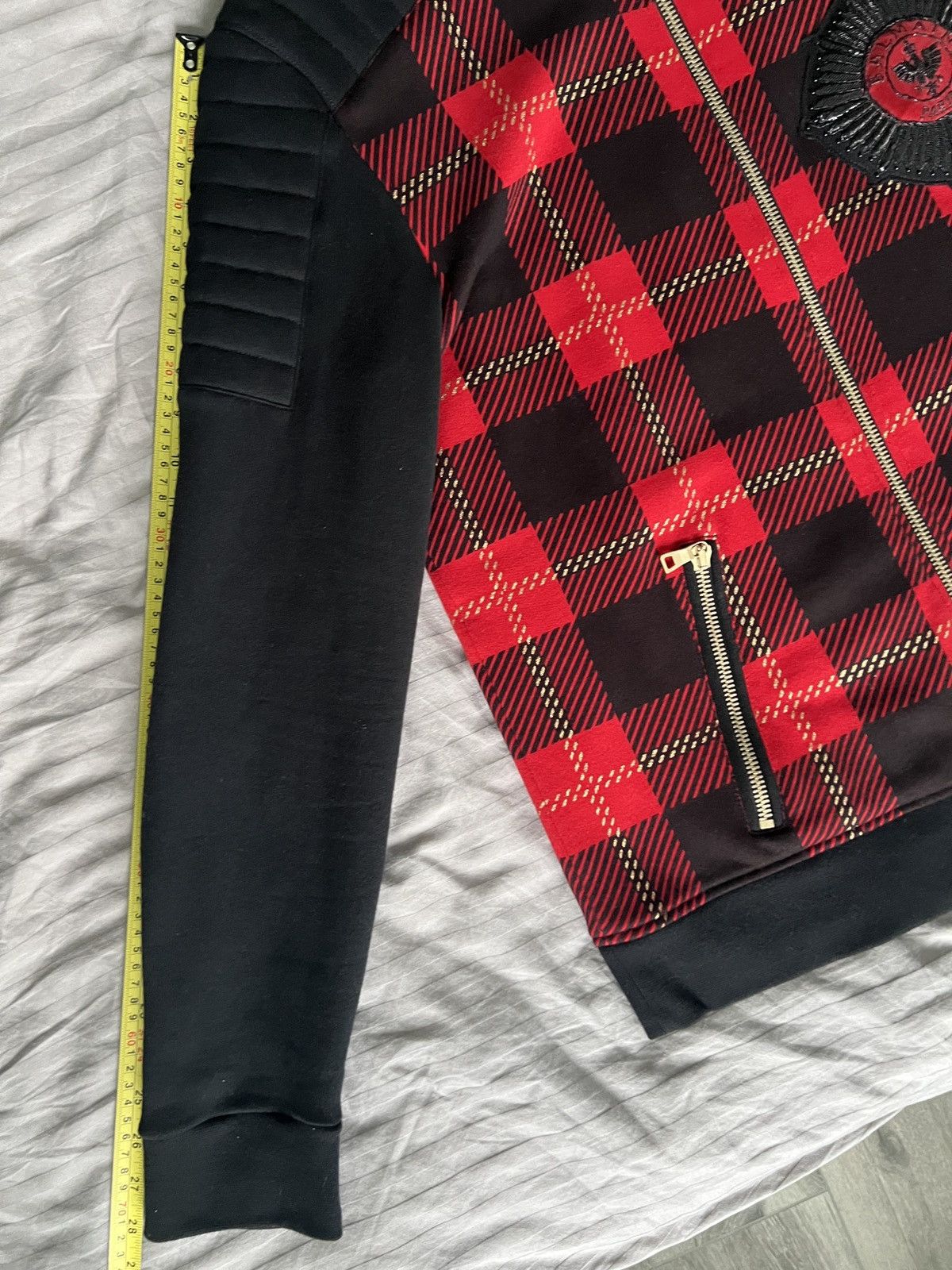 Balmain Balmain tartan embroidered hoodie XL W6HJ212D552B Size US L / EU 52-54 / 3 - 16 Thumbnail